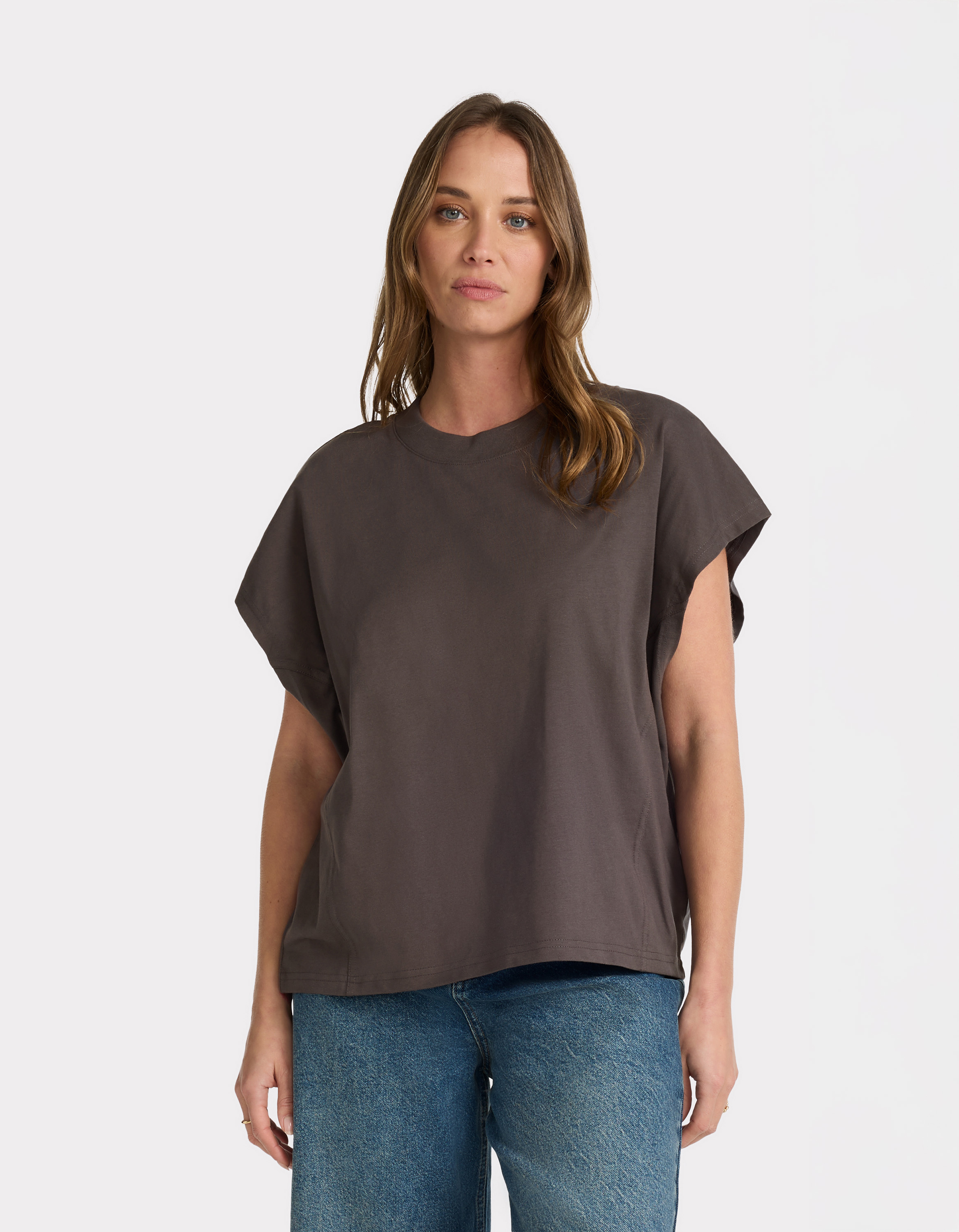 T-shirt coton épais oversize sans manche - gris - celio - Modalova