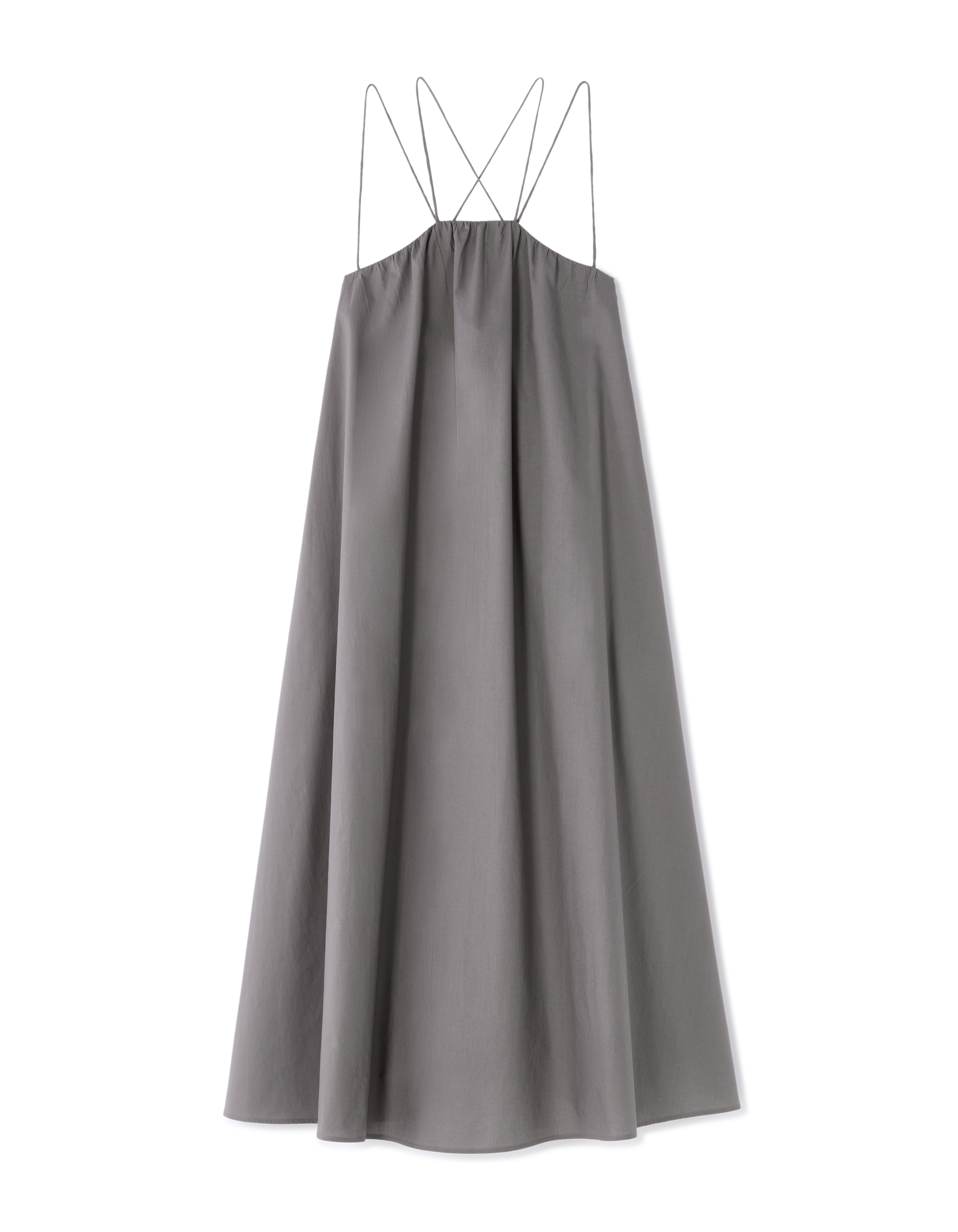Robe fluide longue à bretelles croisées - grise