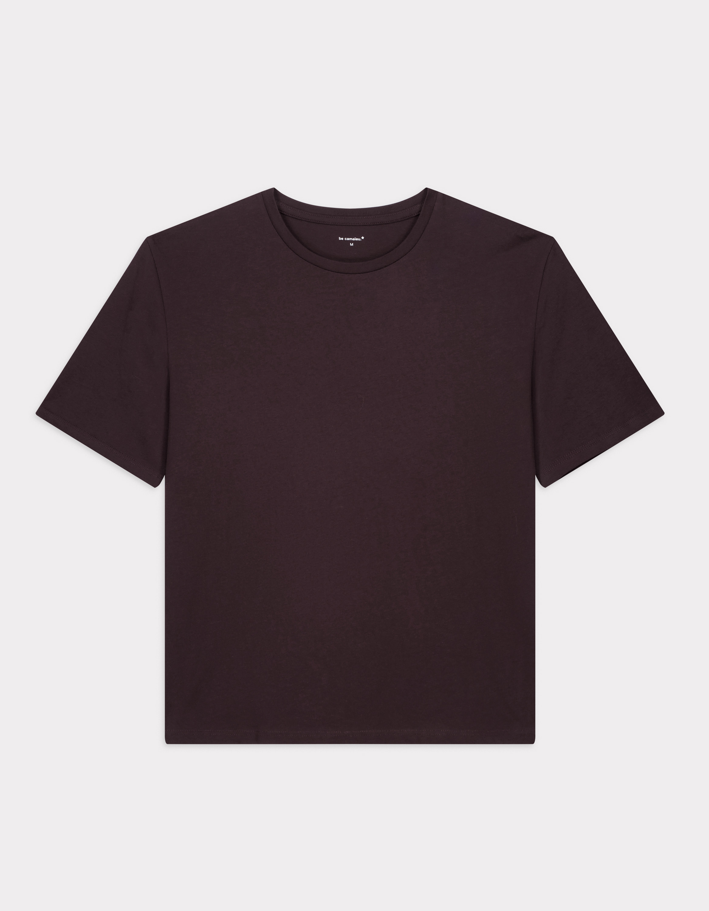 T-shirt en coton biologique col rond - marron