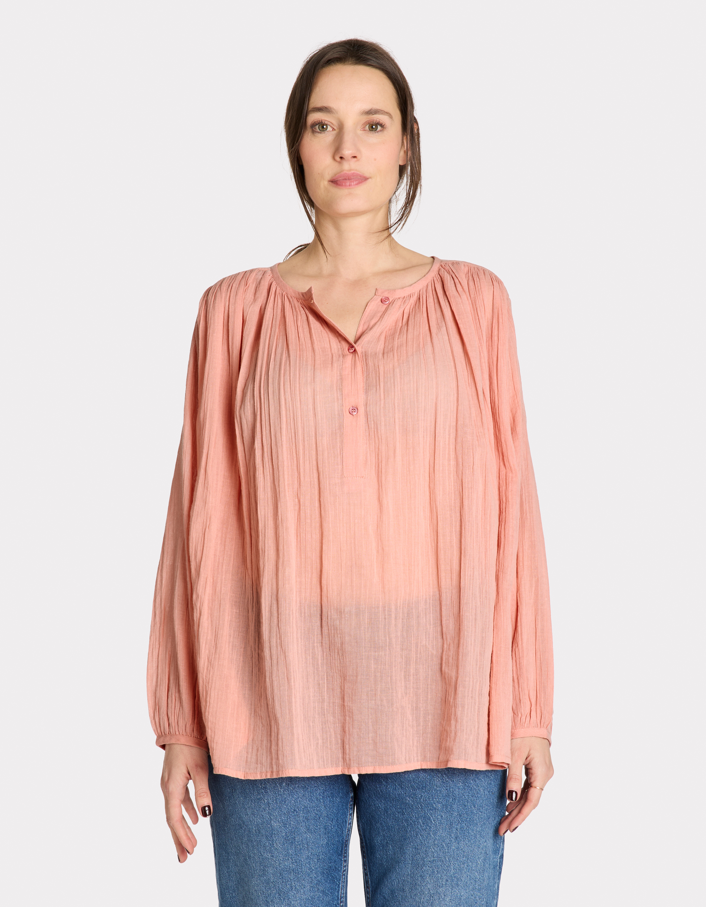 Blouse boutonnée col rond - rose - celio - Modalova