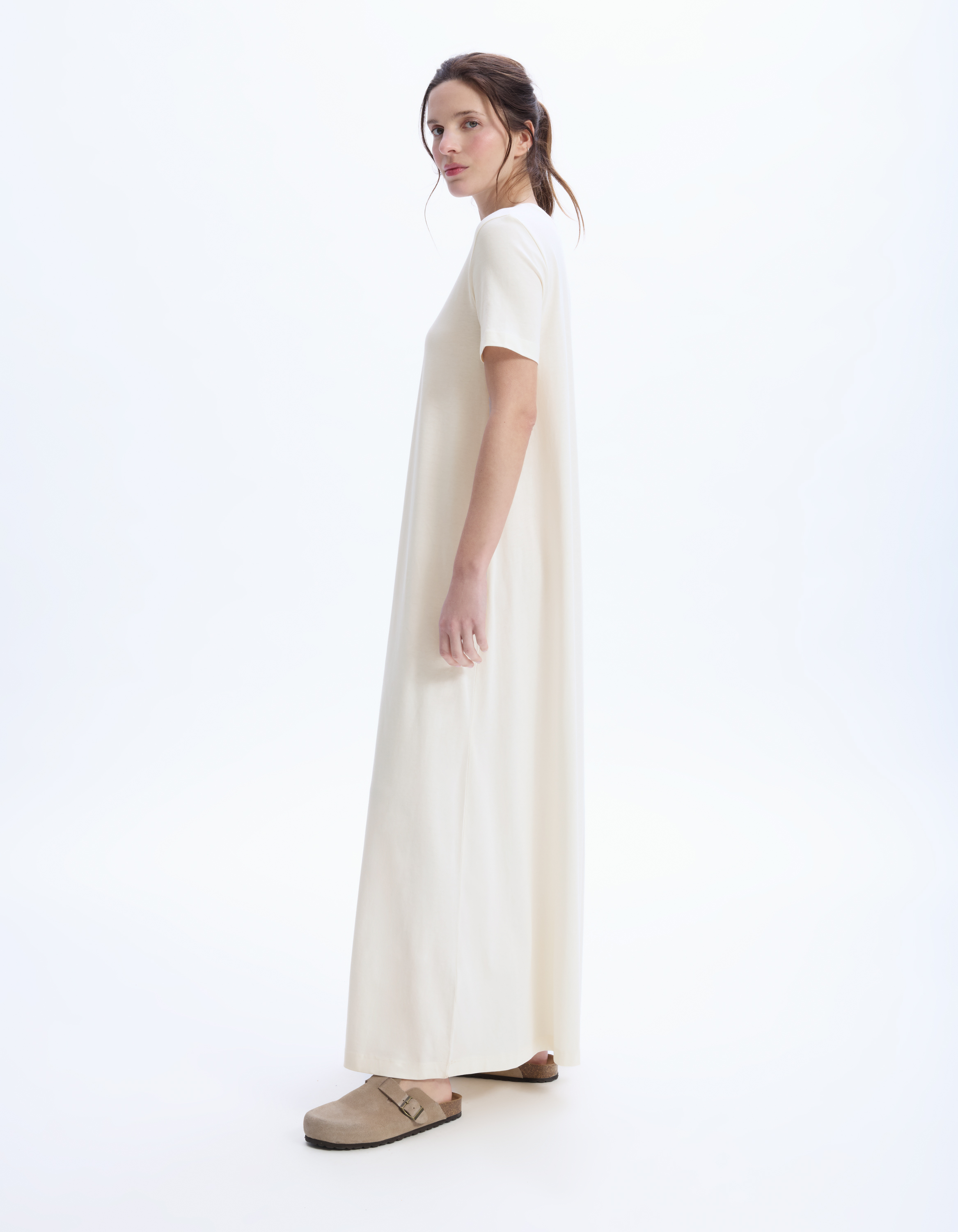 Robe longue en coton - écru - celio - Modalova