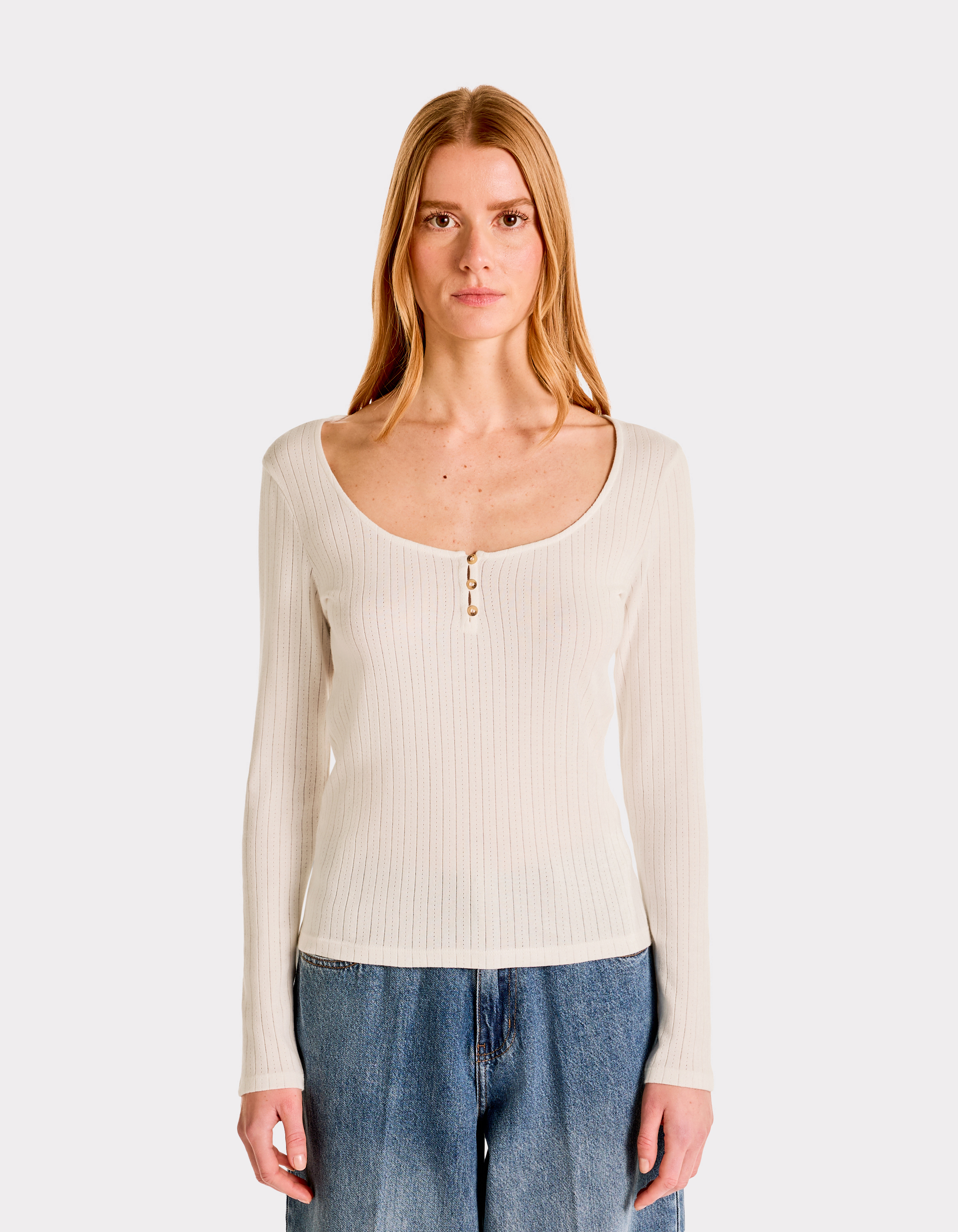 T-shirt maille pointelle - écru - celio - Modalova