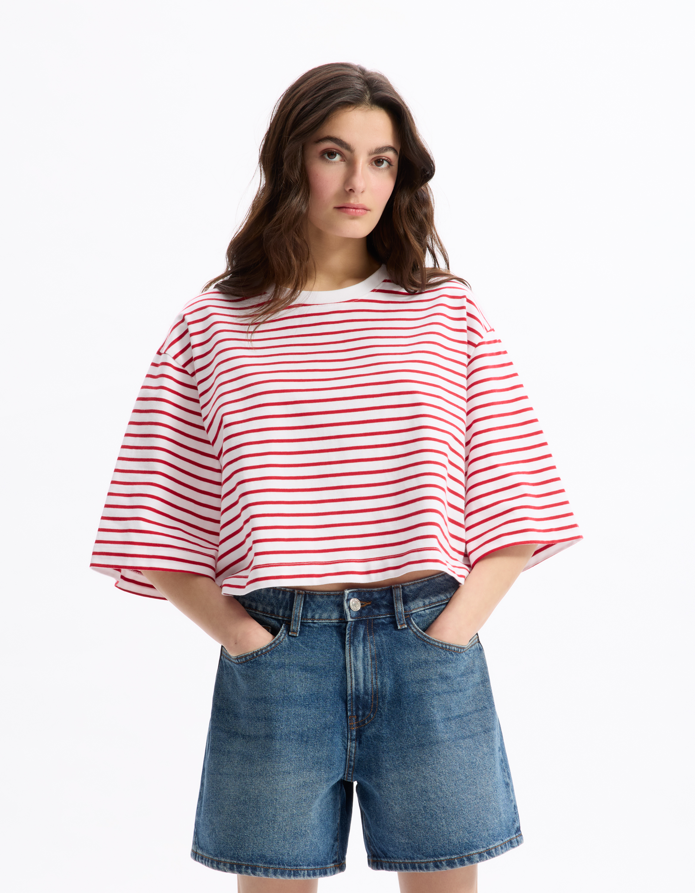 T-shirt oversize à rayures - rouge - celio - Modalova