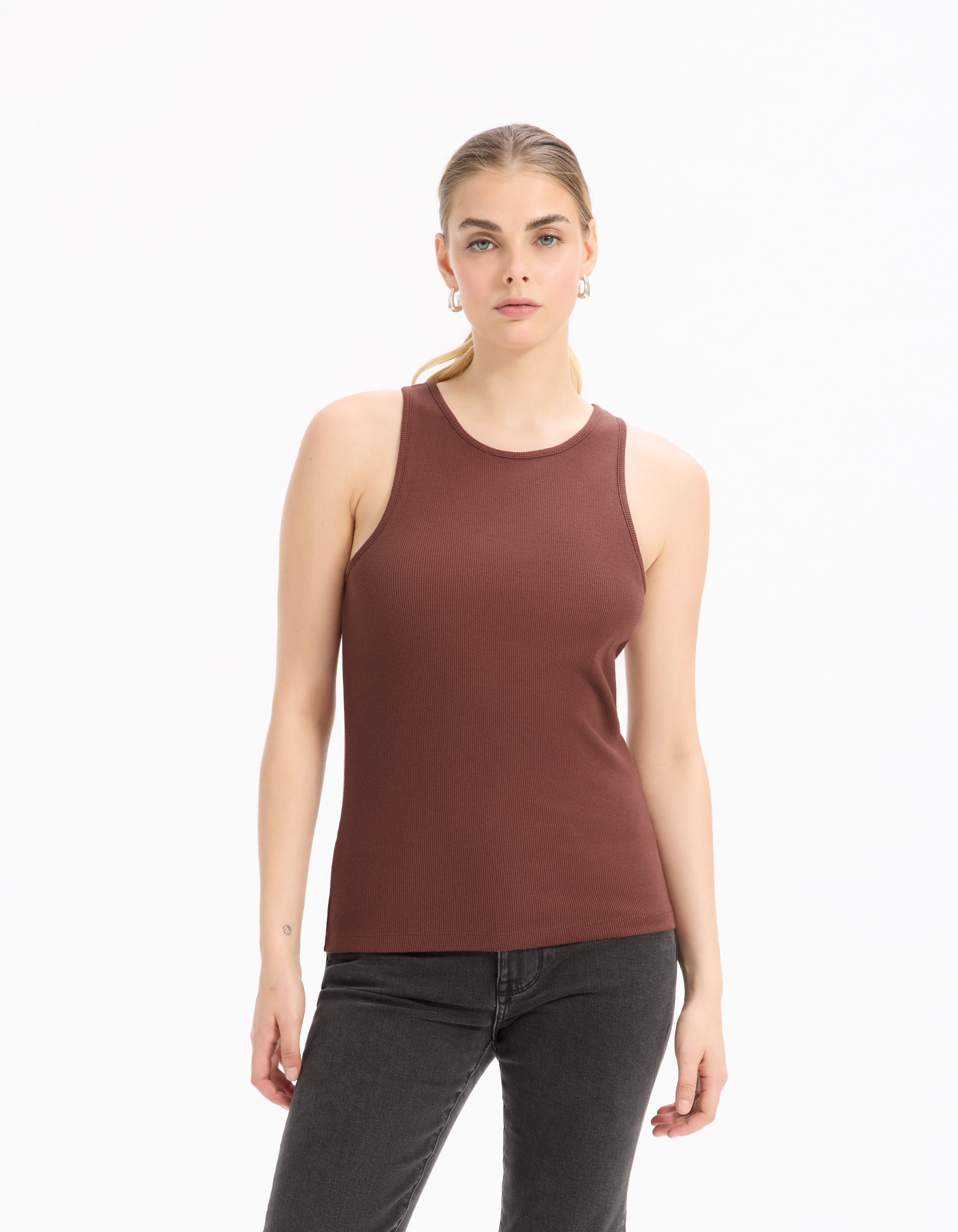 Débardeur côtelé uni - rose - celio - Modalova