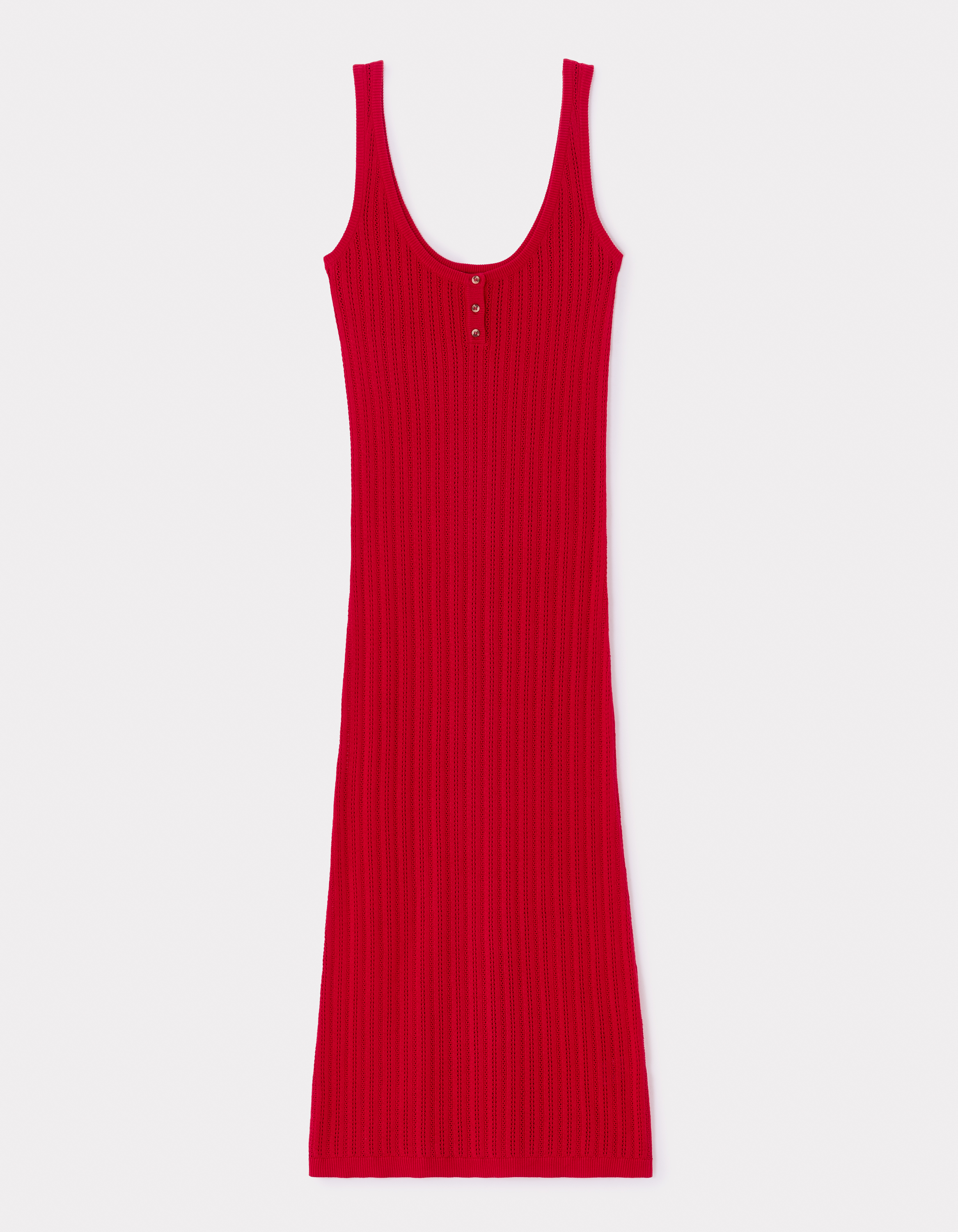Robe longue en maille crochet - rouge
