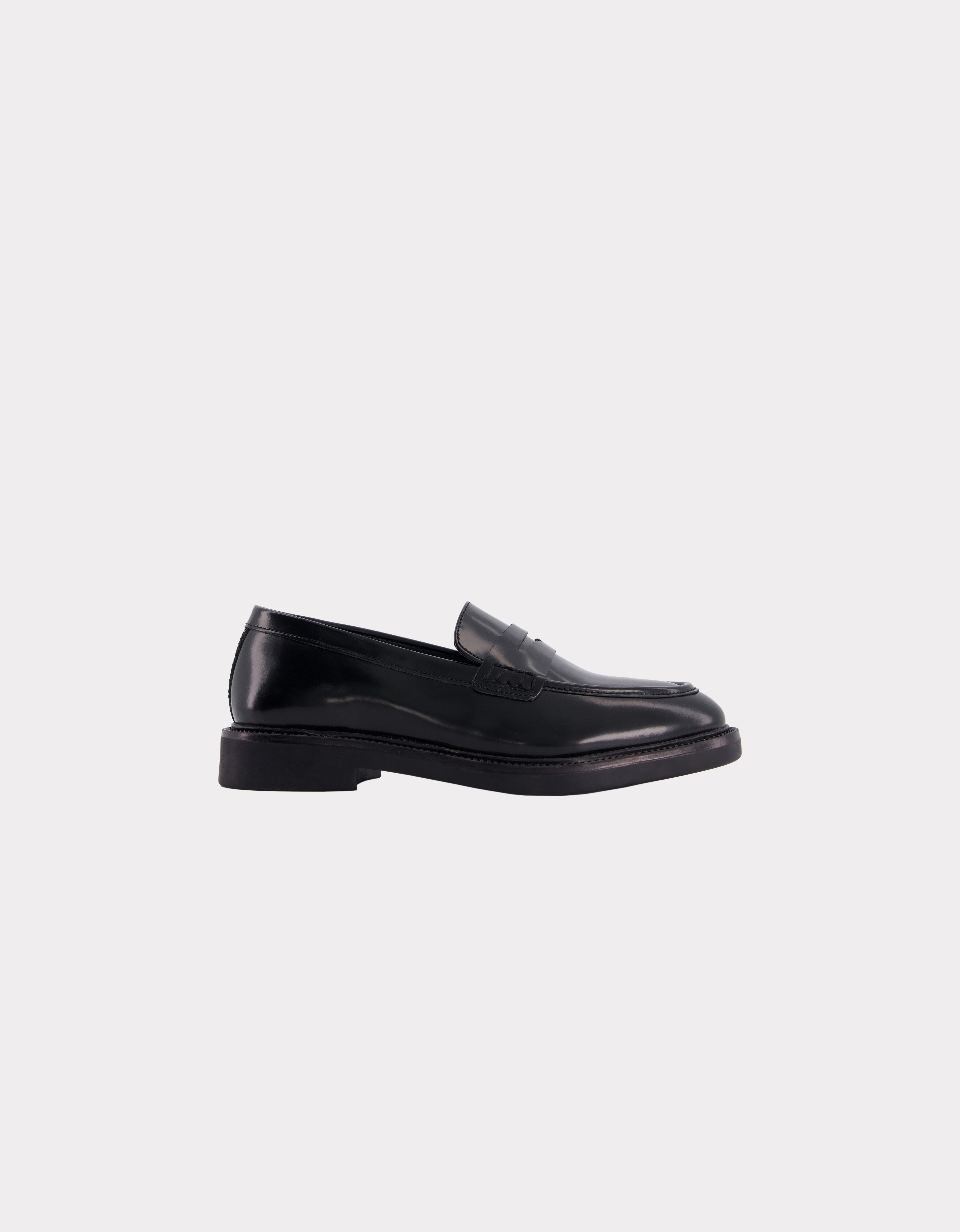 Mocassin à bouts ronds en cuir - noir