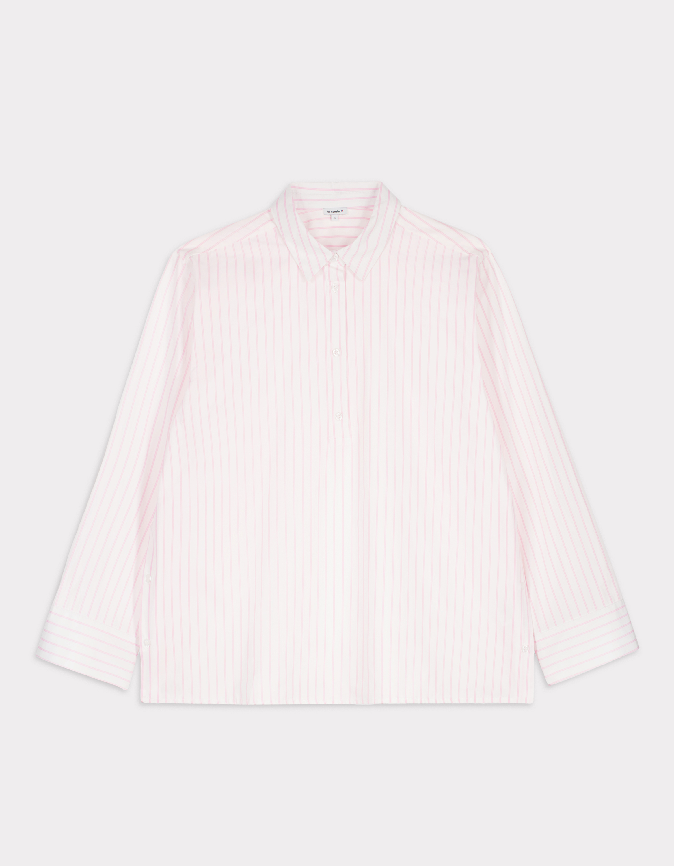 Chemise rayée avec ouverture coté - rose
