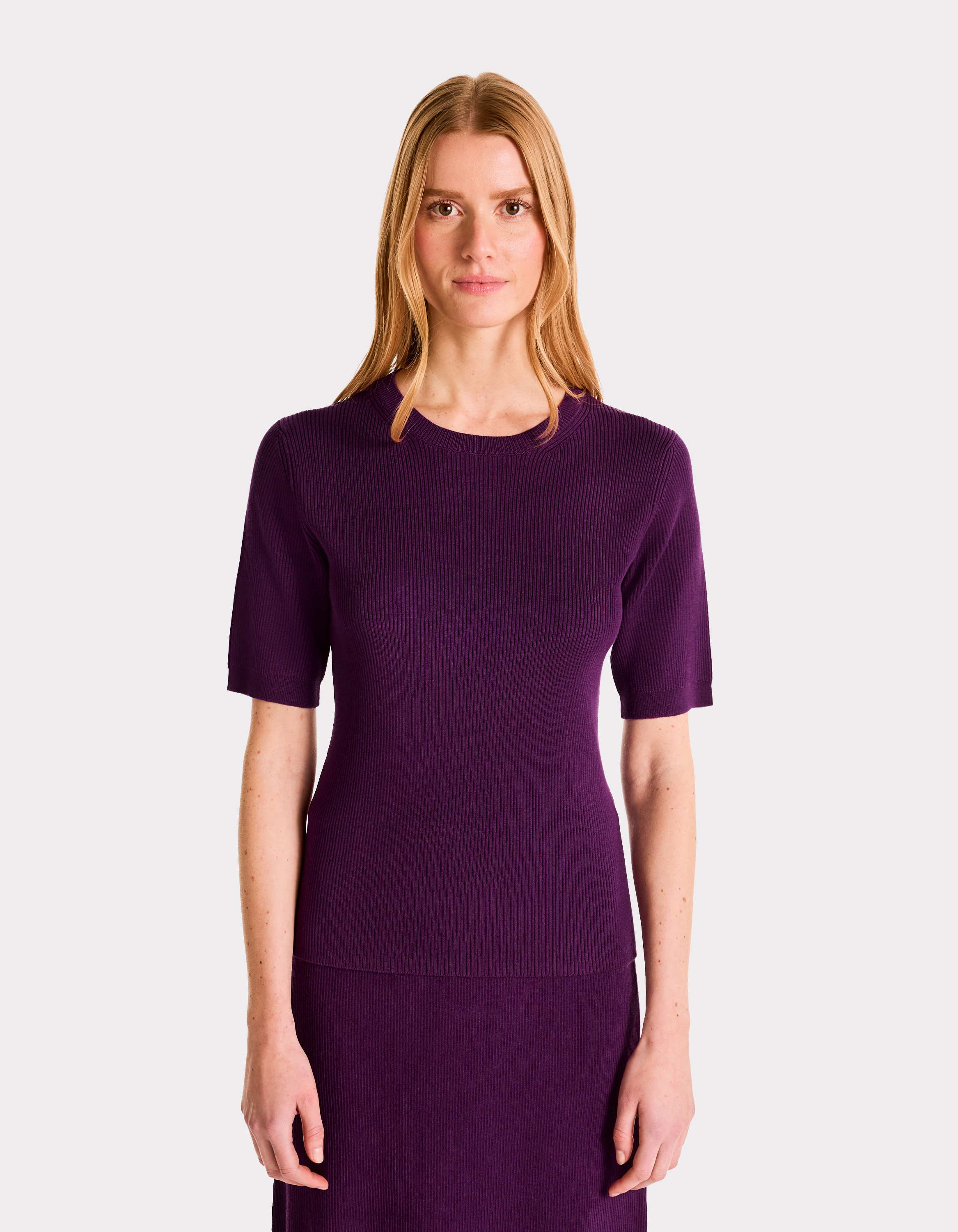 Pull en maille côtelée - violet - celio - Modalova
