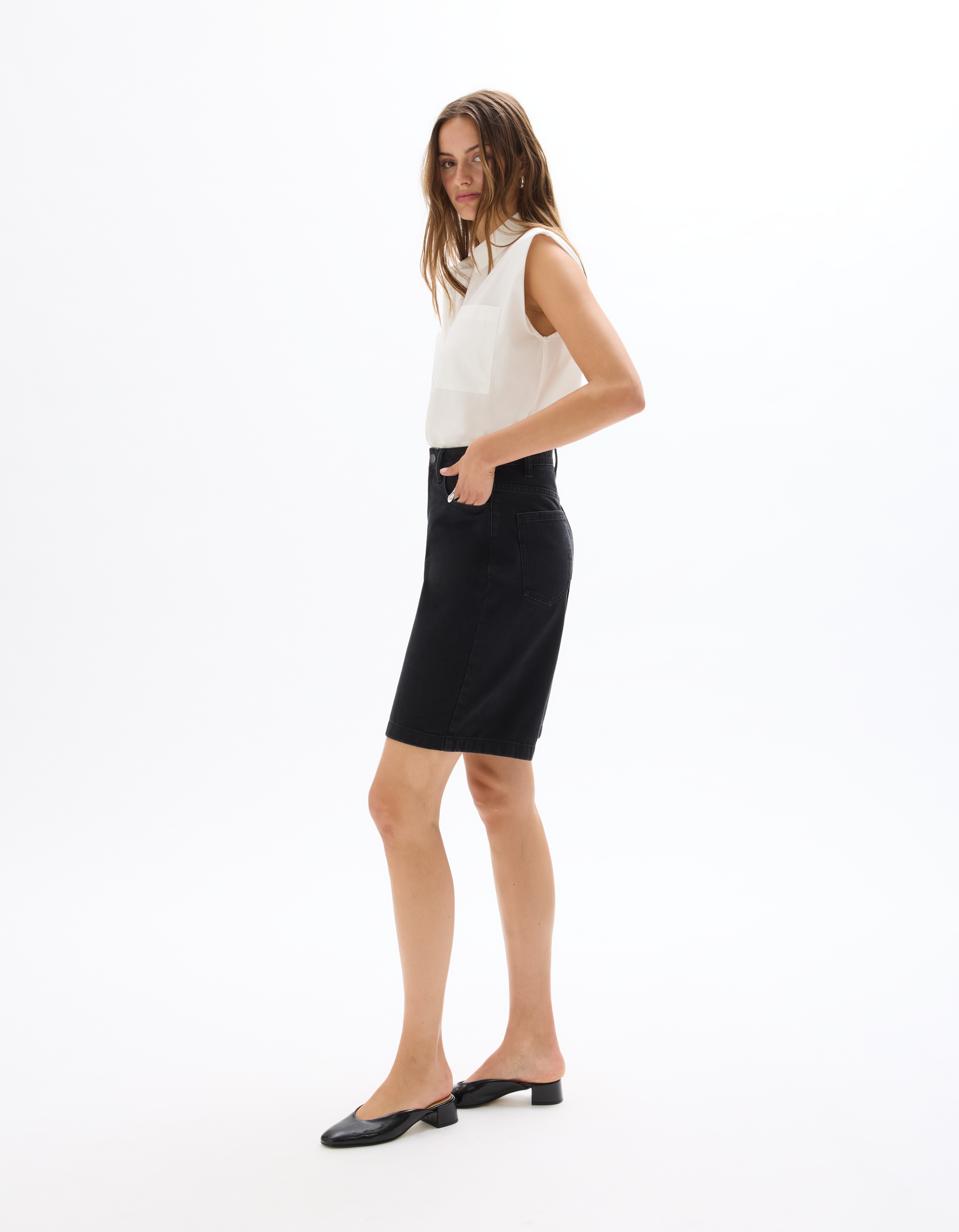Bermuda en denim - noir - celio - Modalova
