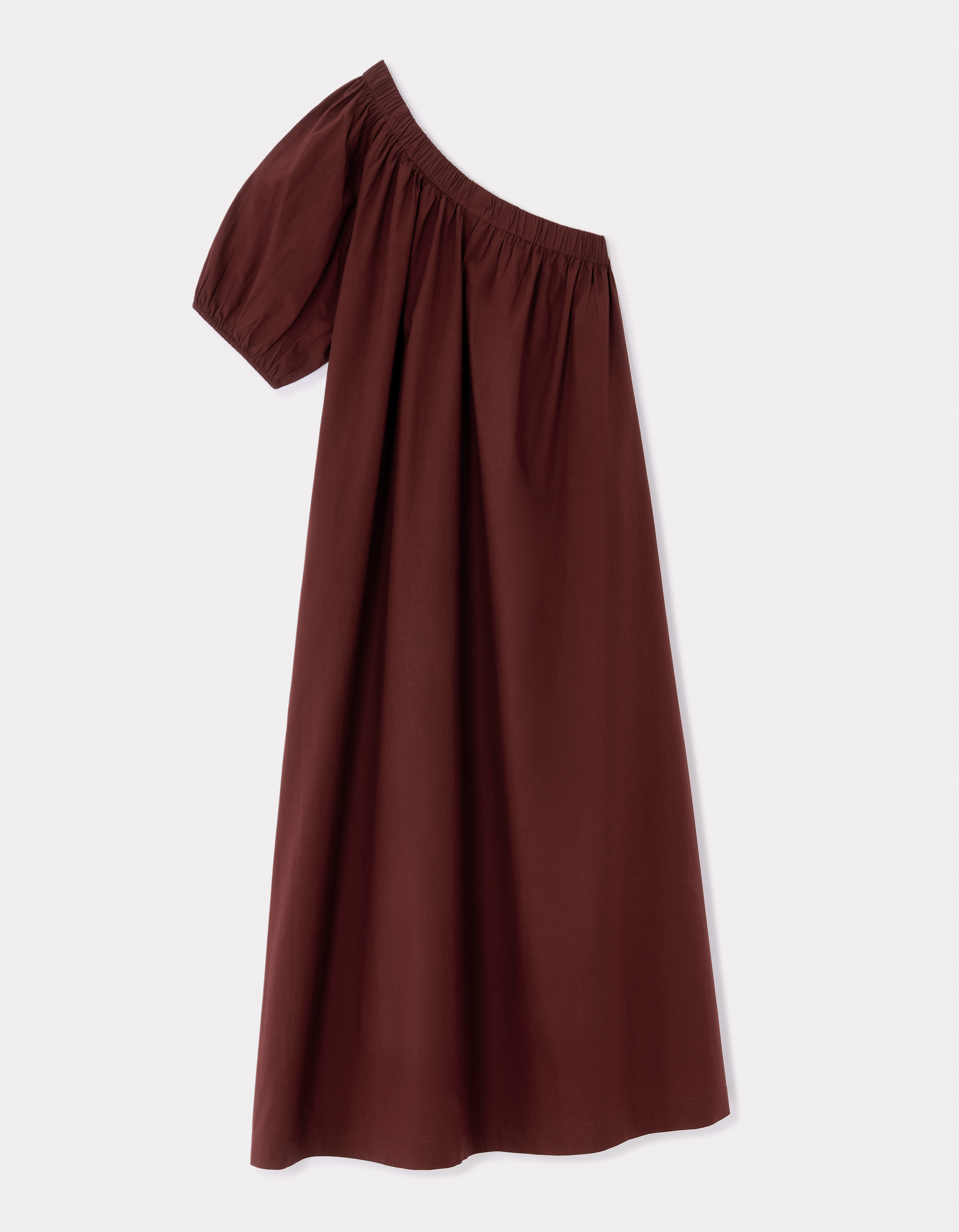 Robe longue one shoulder - marron
