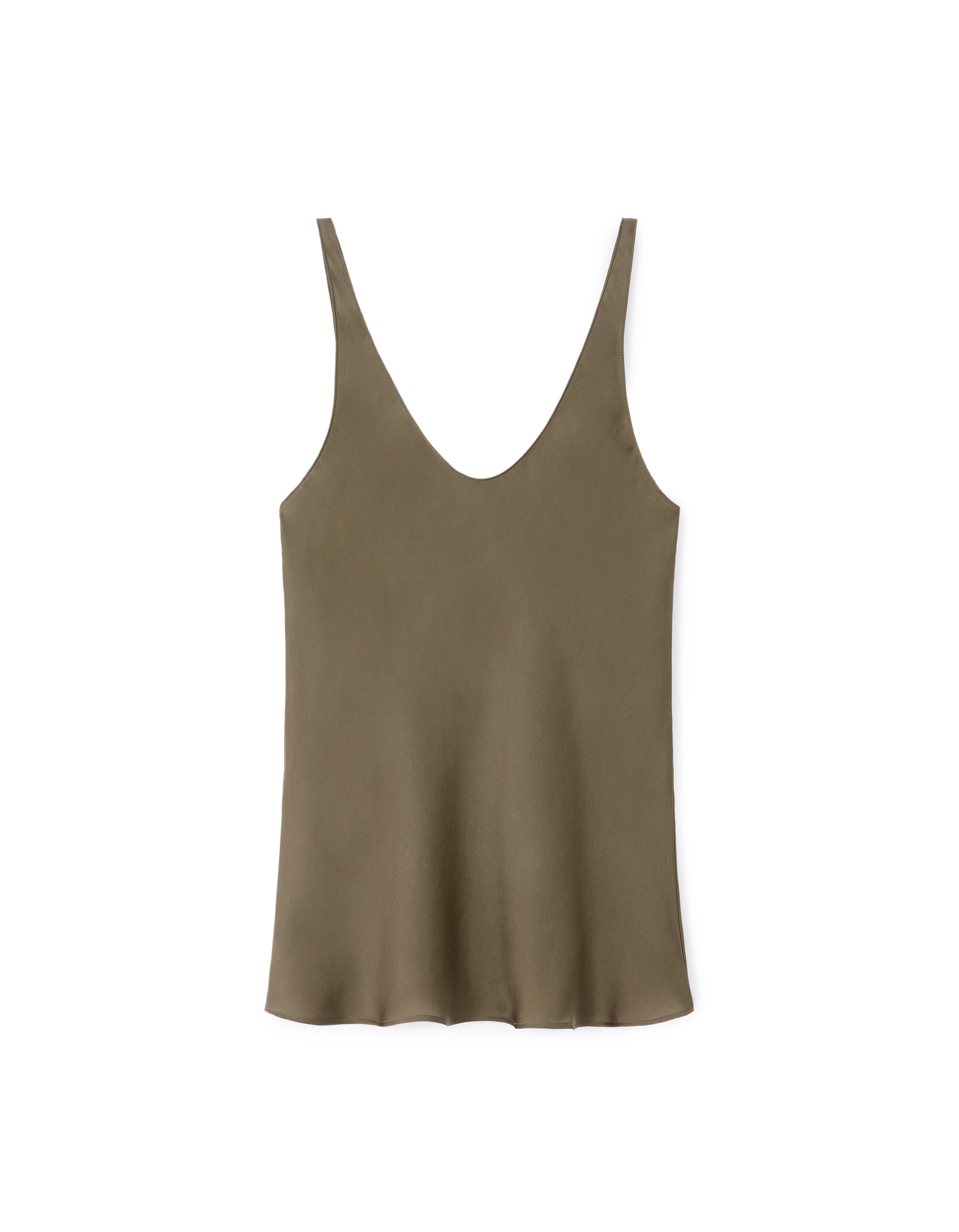 Débardeur en satin coupe droite - kaki