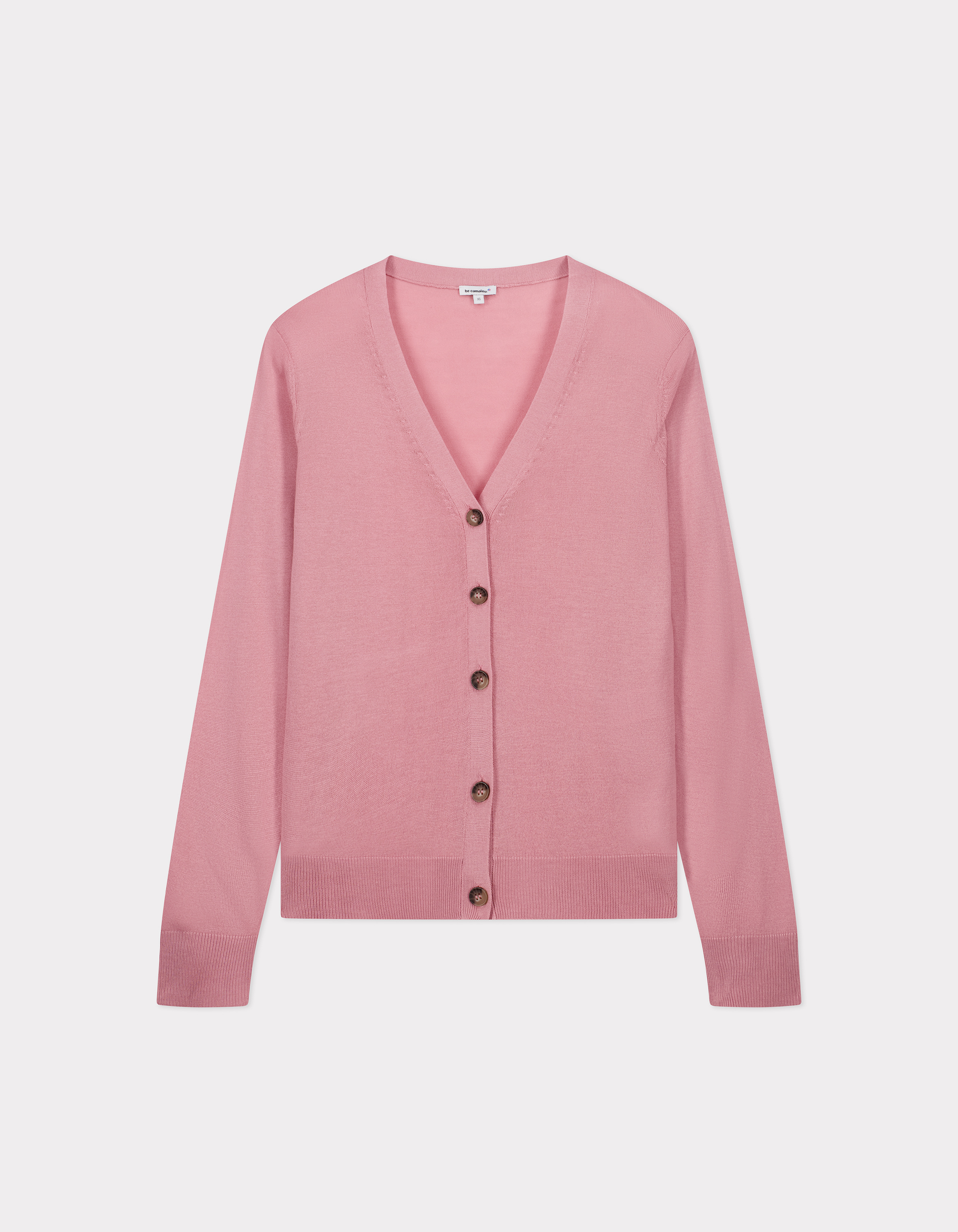 Gilet boutonné en maille fine - rose