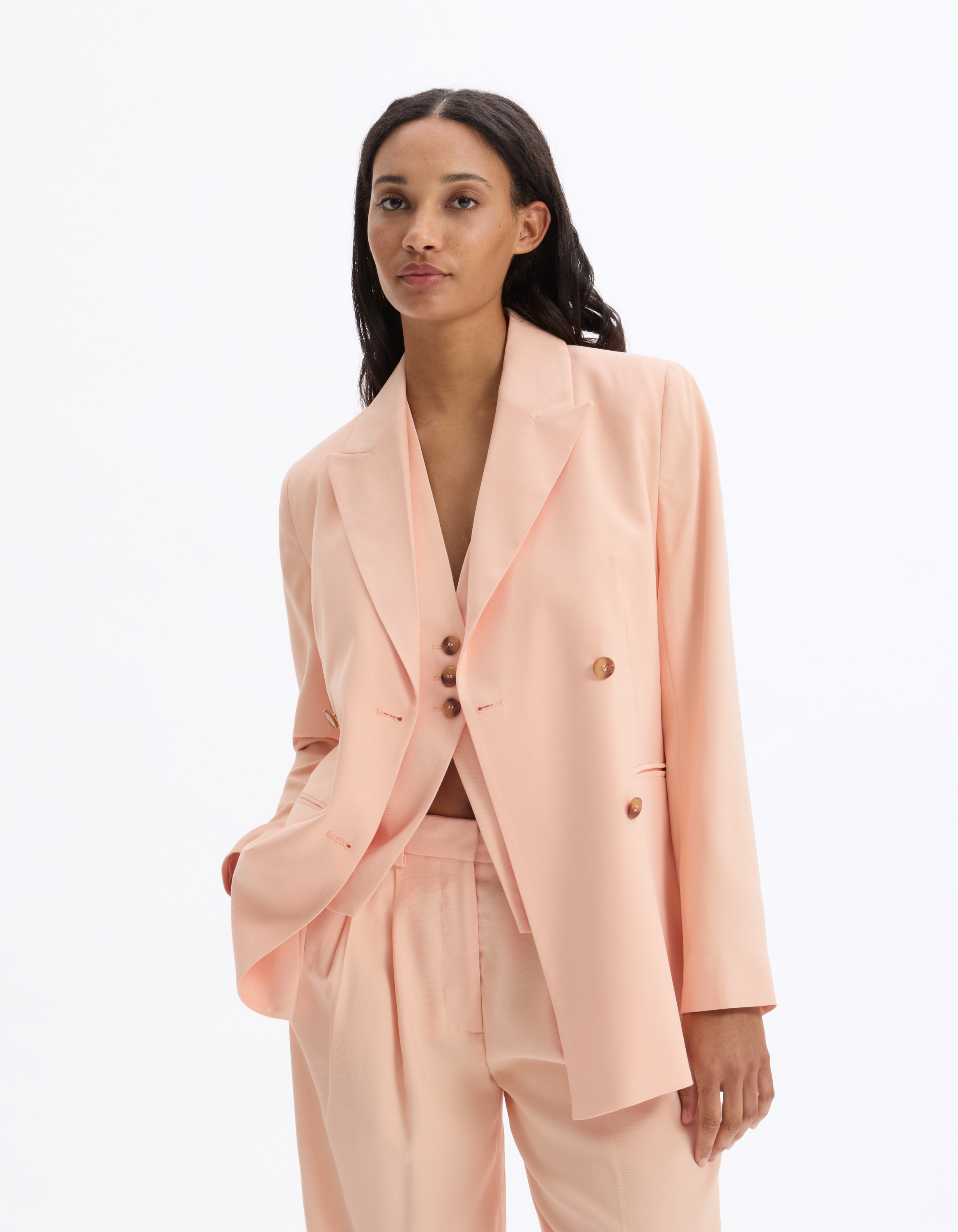 Veste blazer manches longues - rose - celio - Modalova