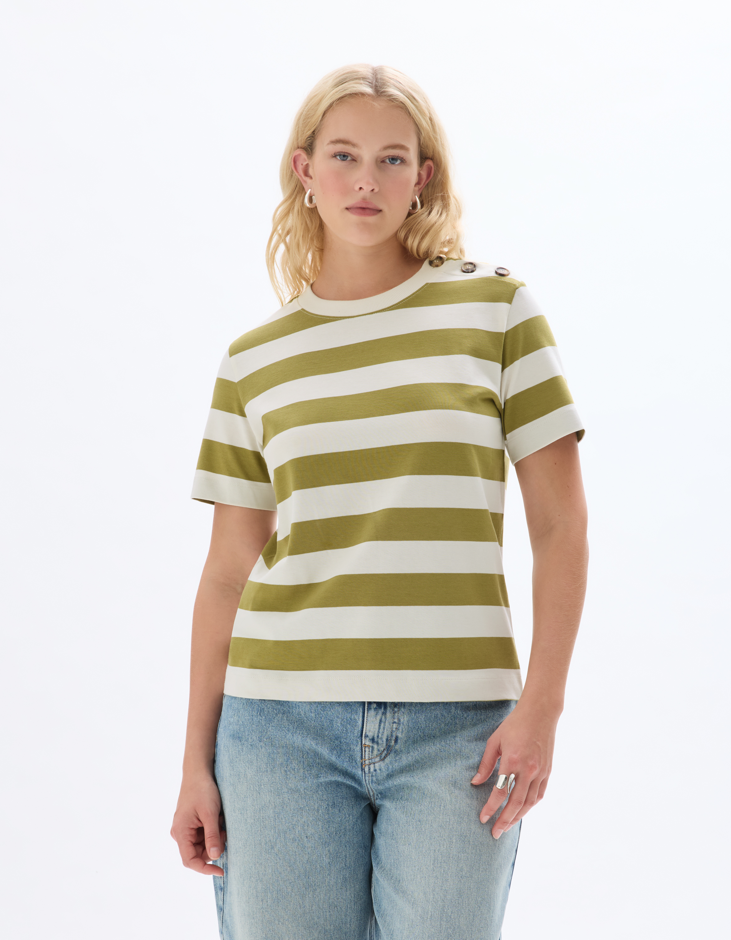 T-shirt boutonné à rayures - celio - Modalova