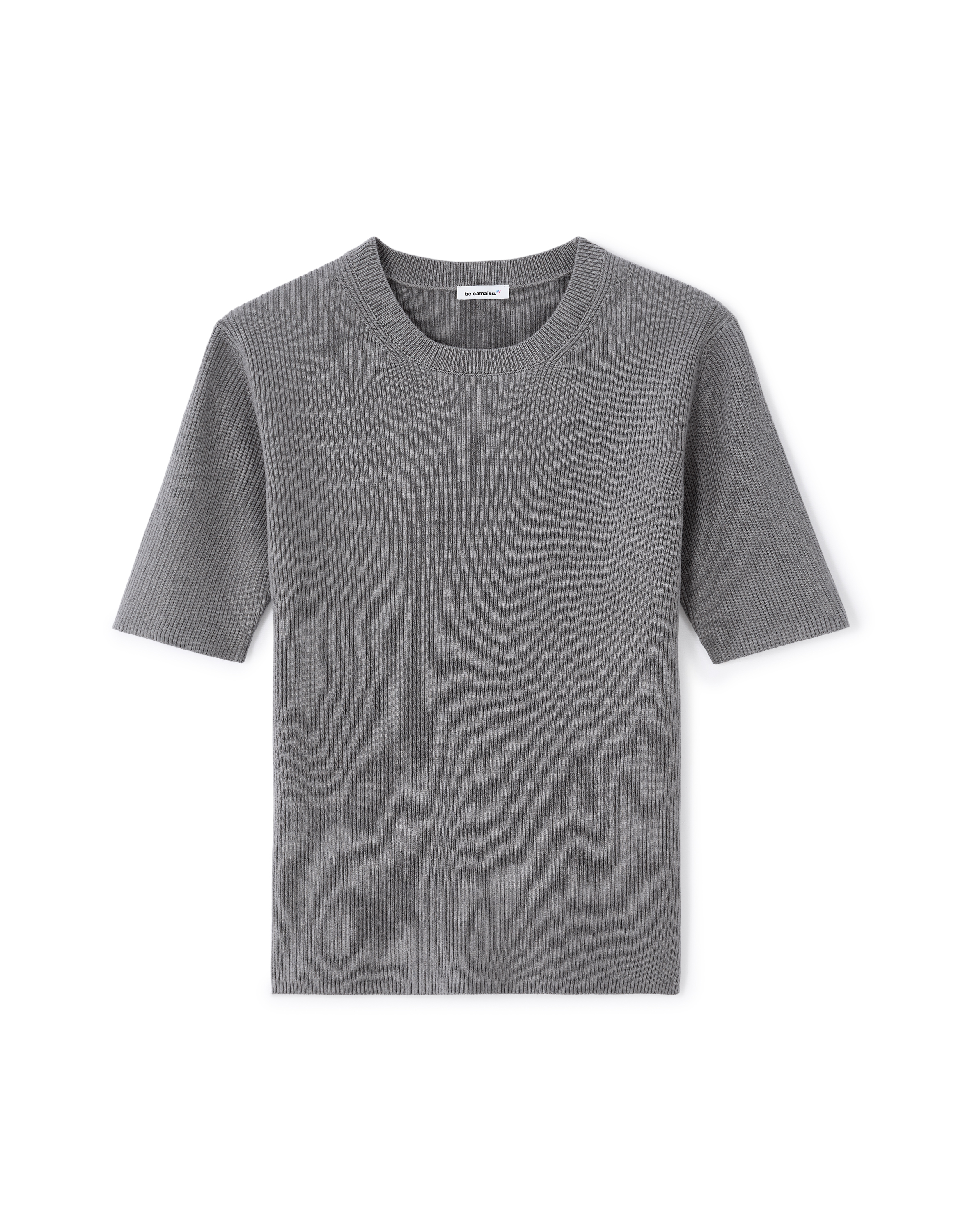 Pull en maille côtelée - gris