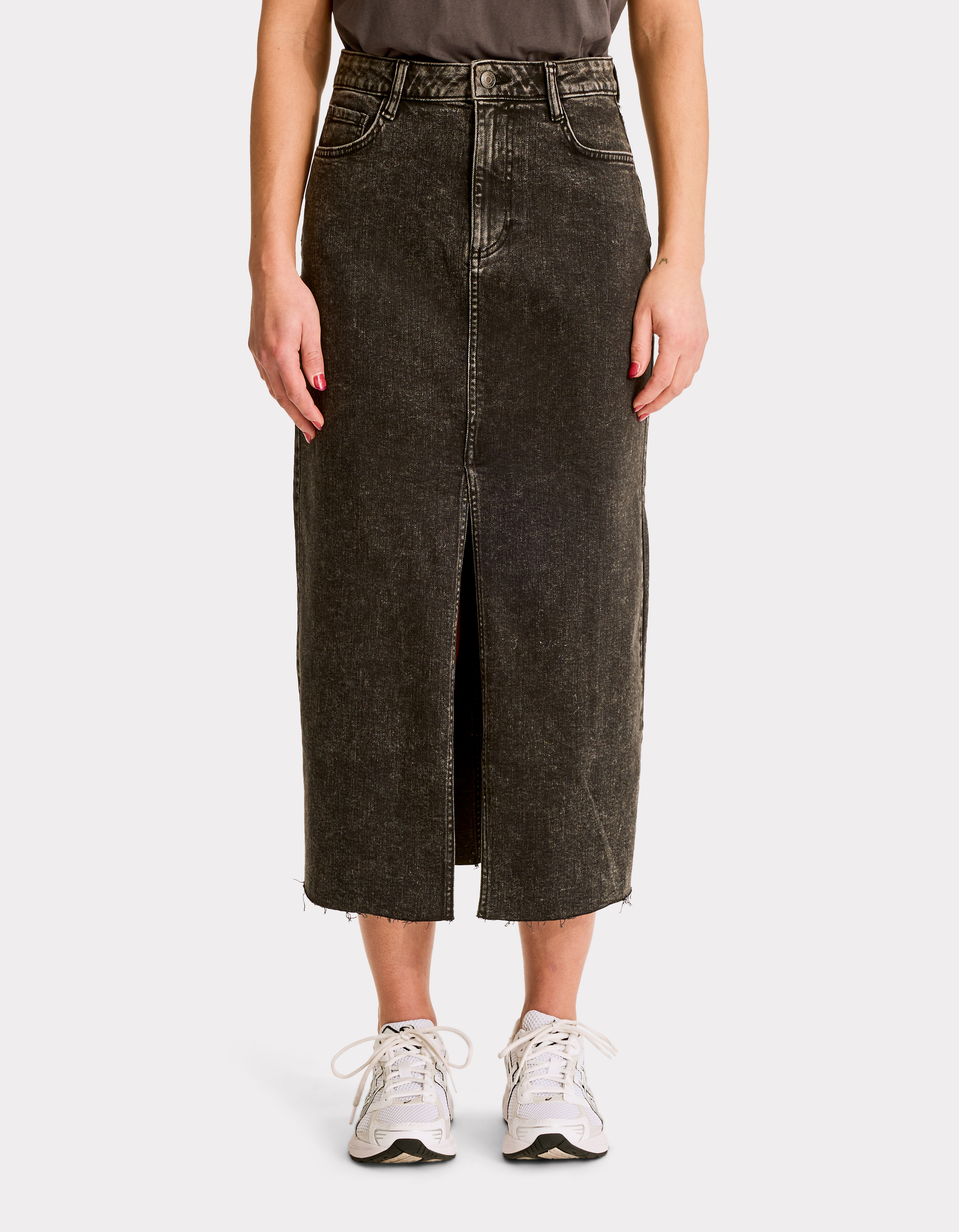 Jupe en denim avec fente - gris foncé - celio - Modalova
