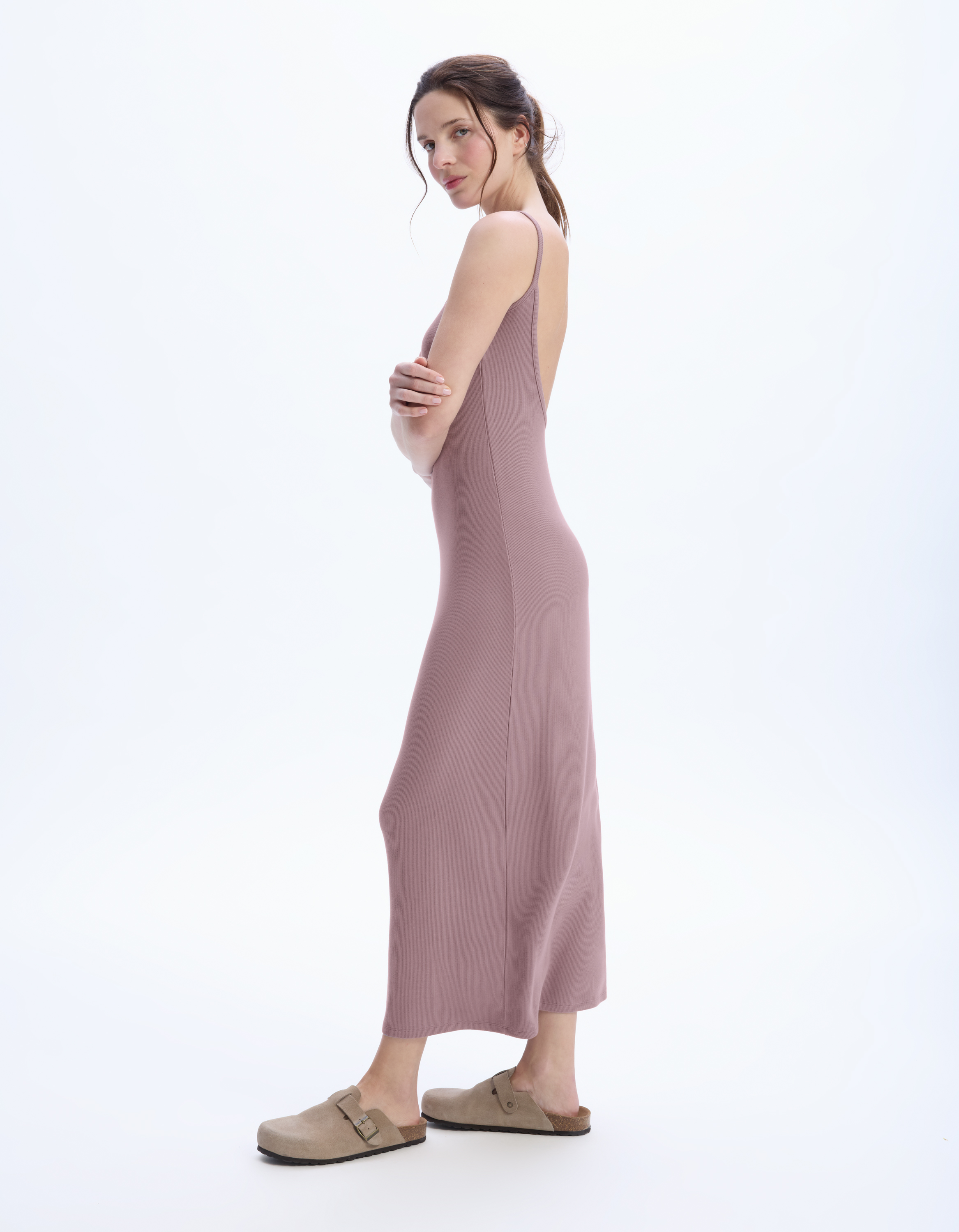 Robe moulante en modal - violet - celio - Modalova