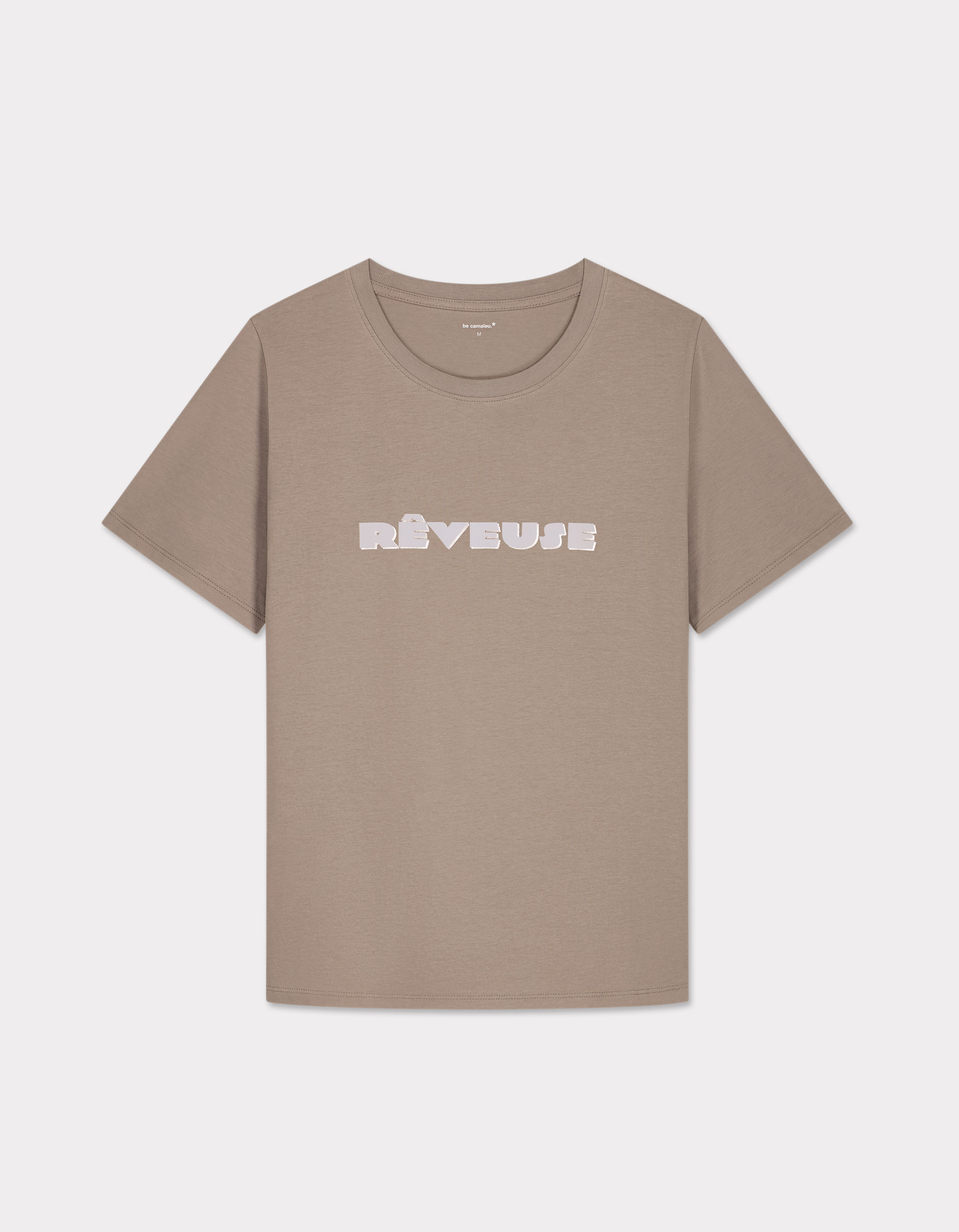 T-shirt imprimé métallique à col rond - gris