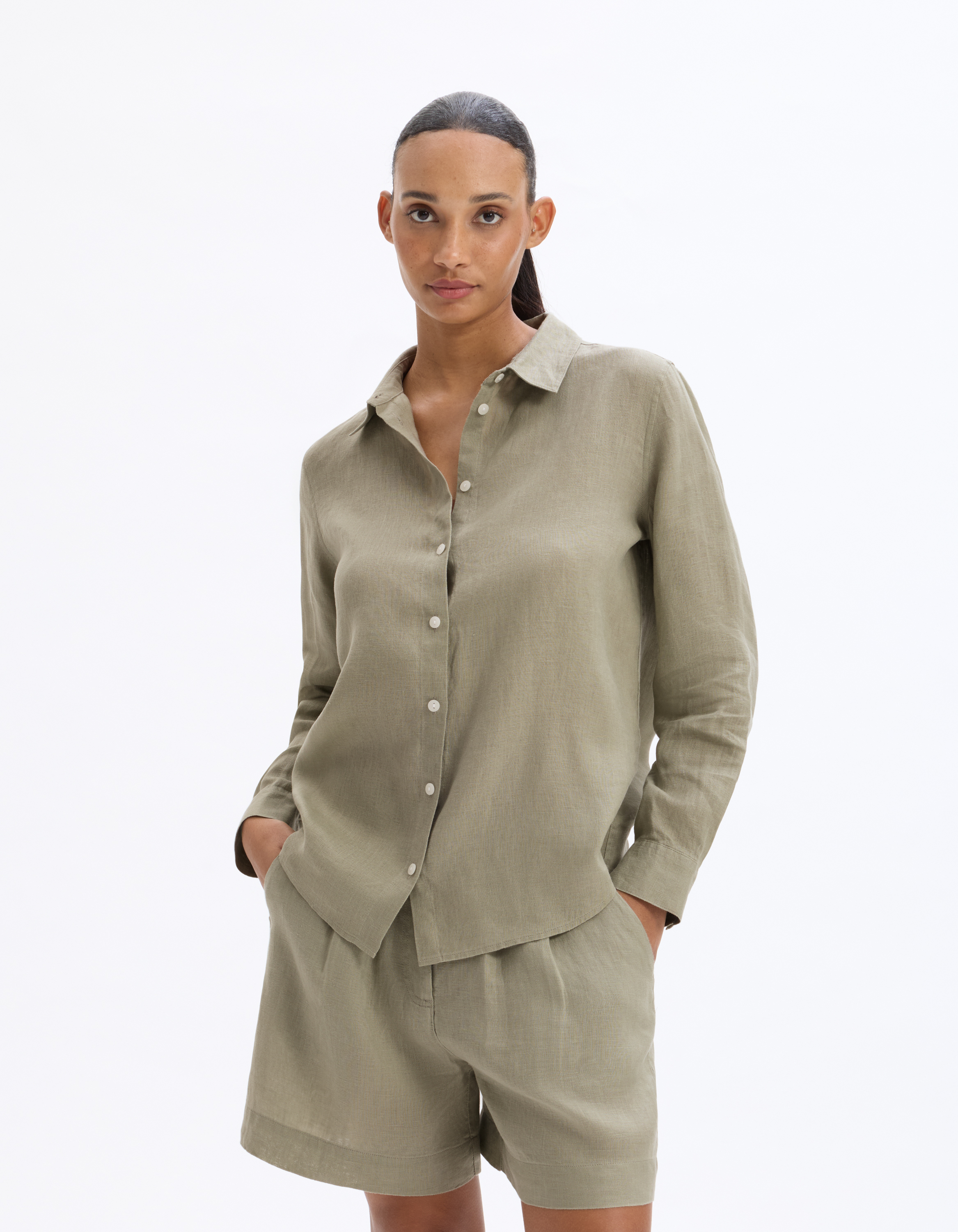 Chemise 100% Lin - vert - celio - Modalova