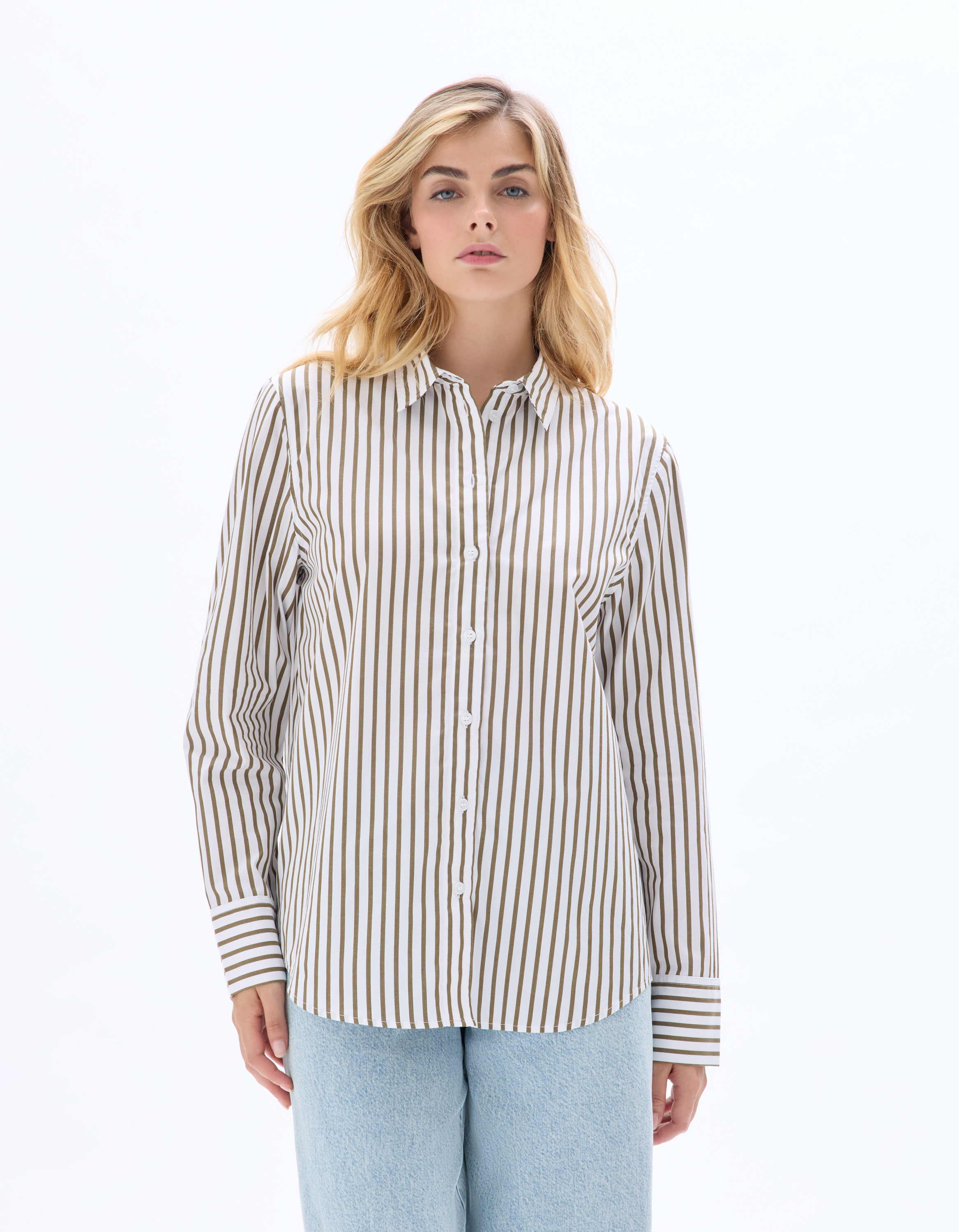 Chemise classique droite à rayures - marron - celio - Modalova