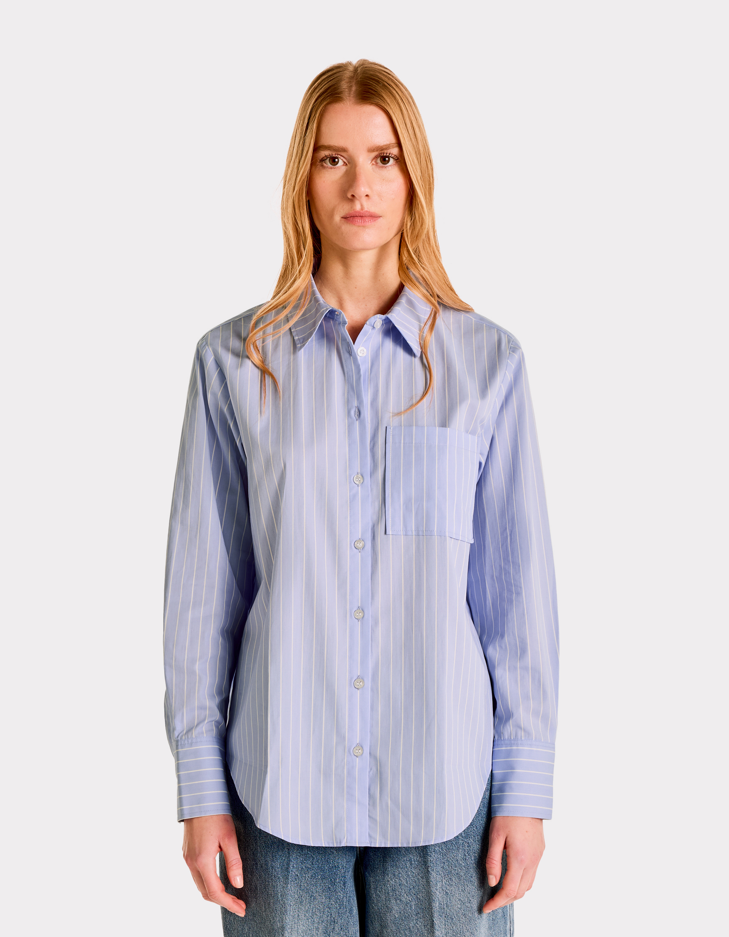 Chemise rayée droite en coton - violet - celio - Modalova