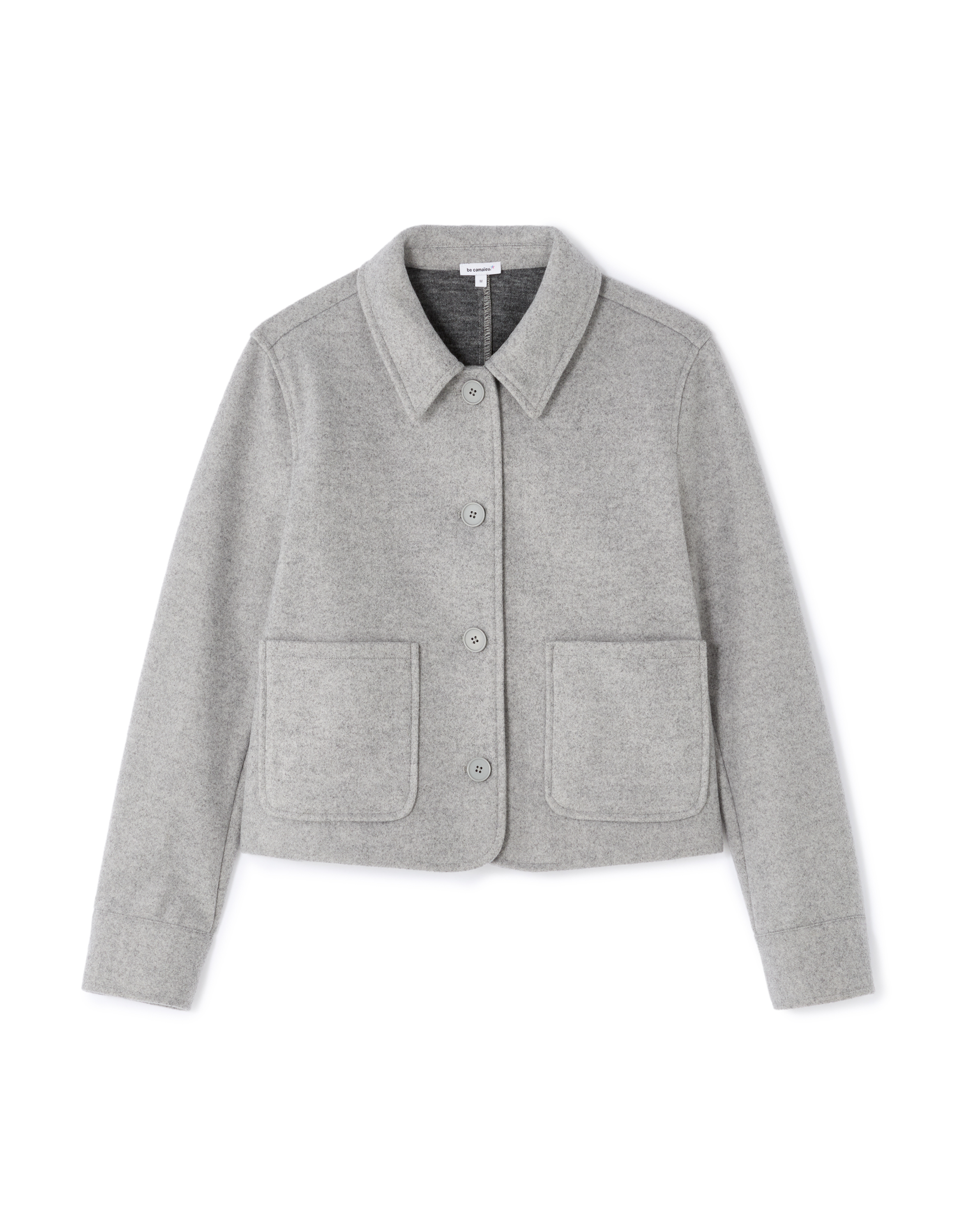 Manteau court en laine - gris