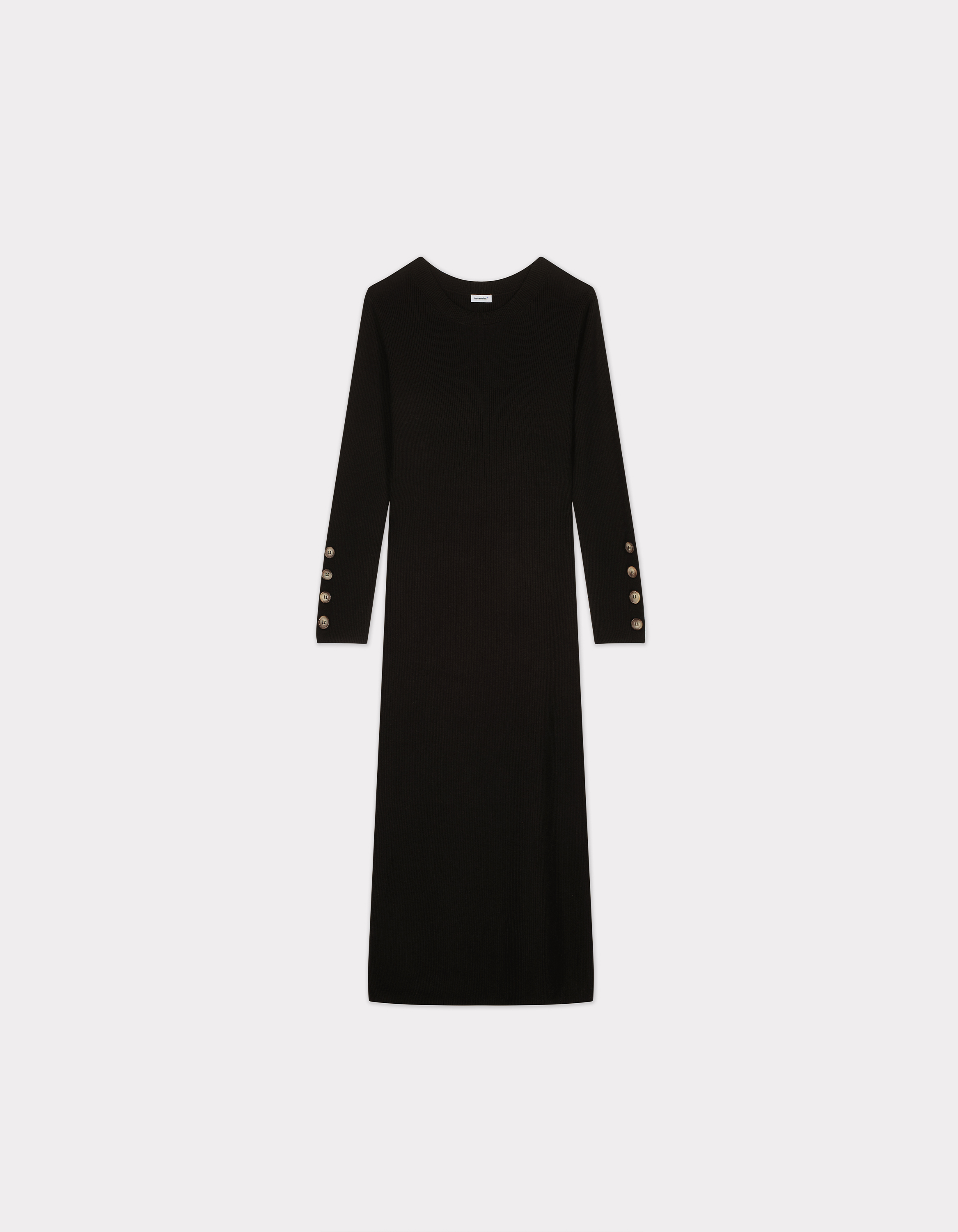 Robe longue en maille côtelée - noir