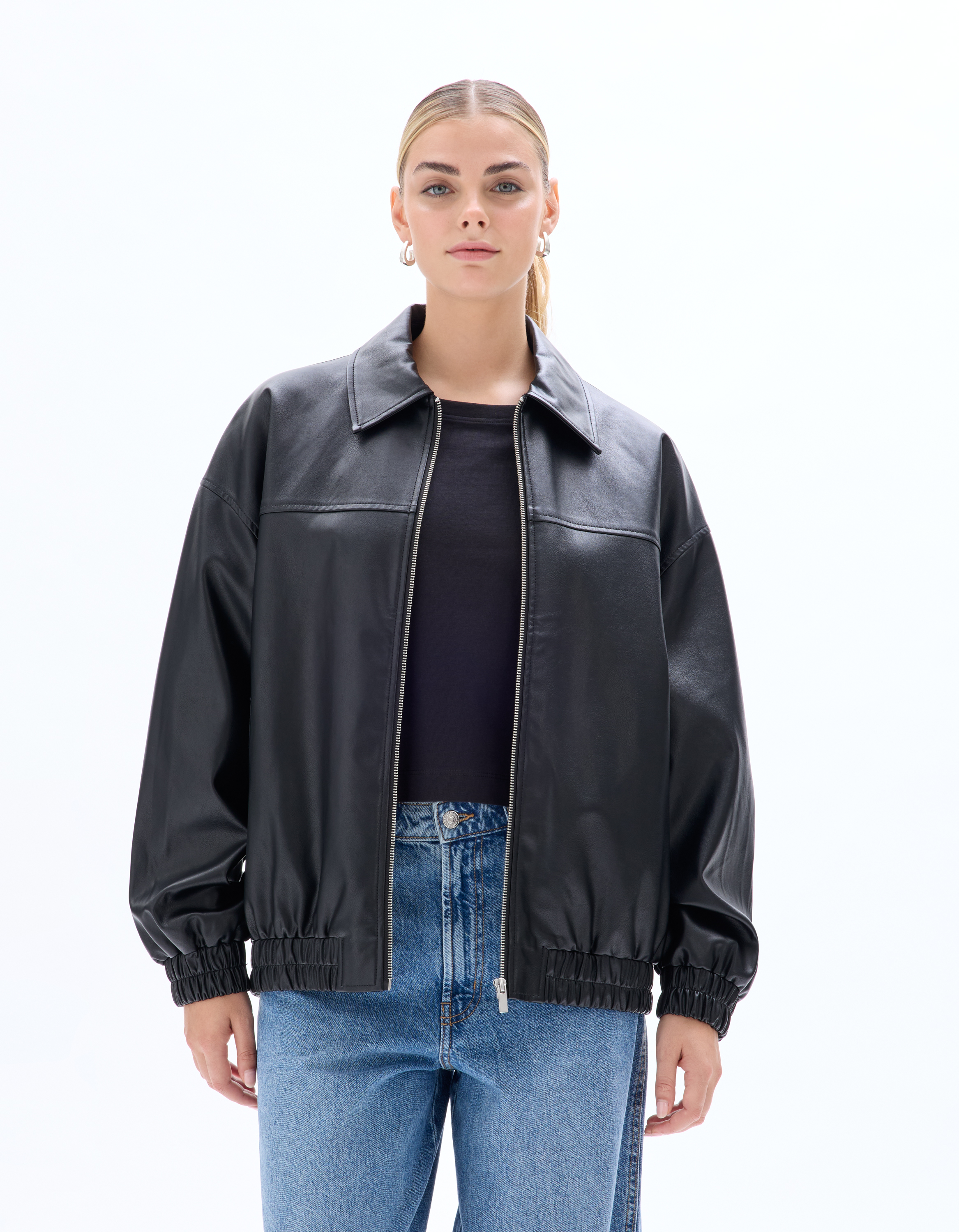 Blouson col chemise oversize - noir - celio - Modalova