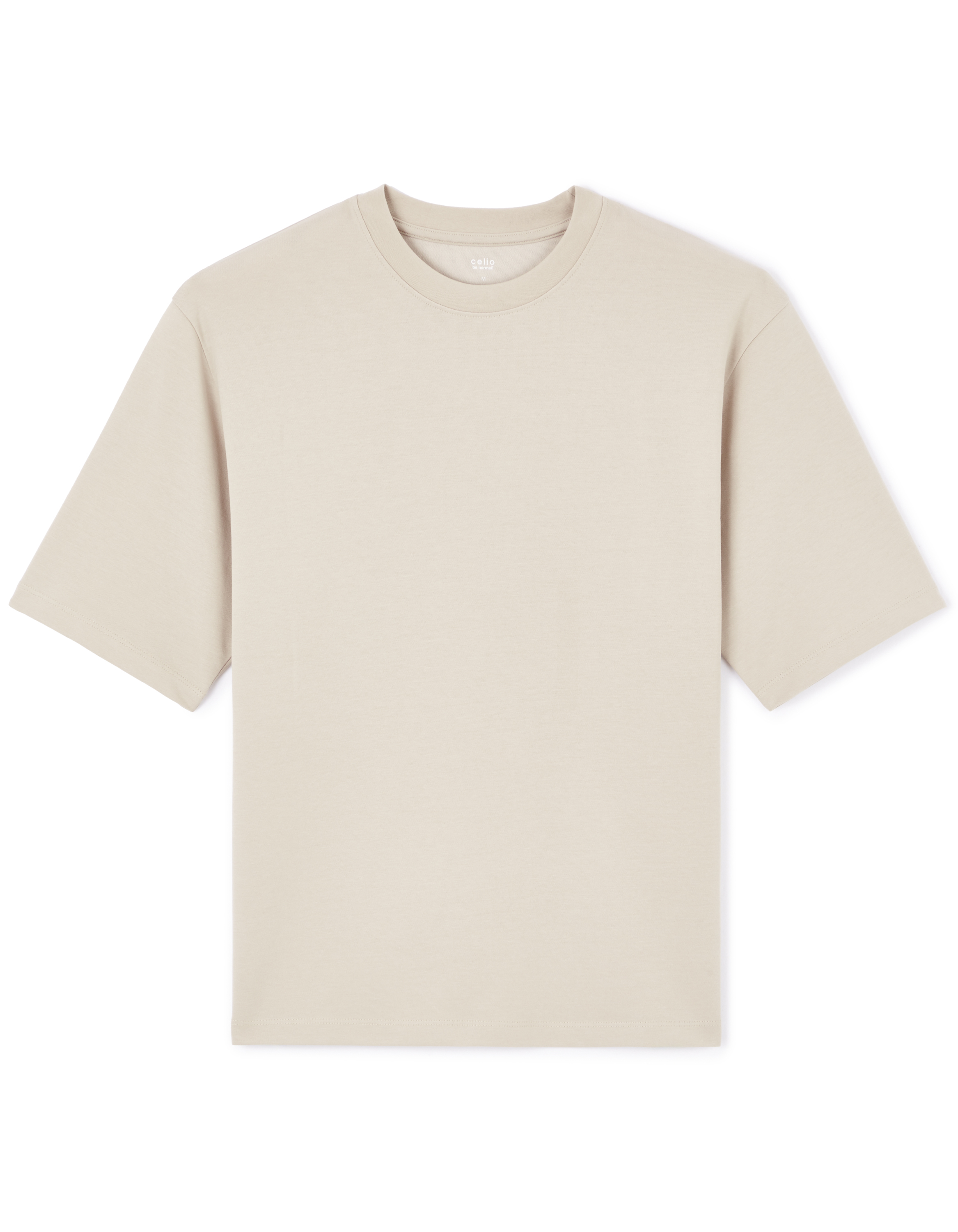 T-shirt oversize col rond - beige