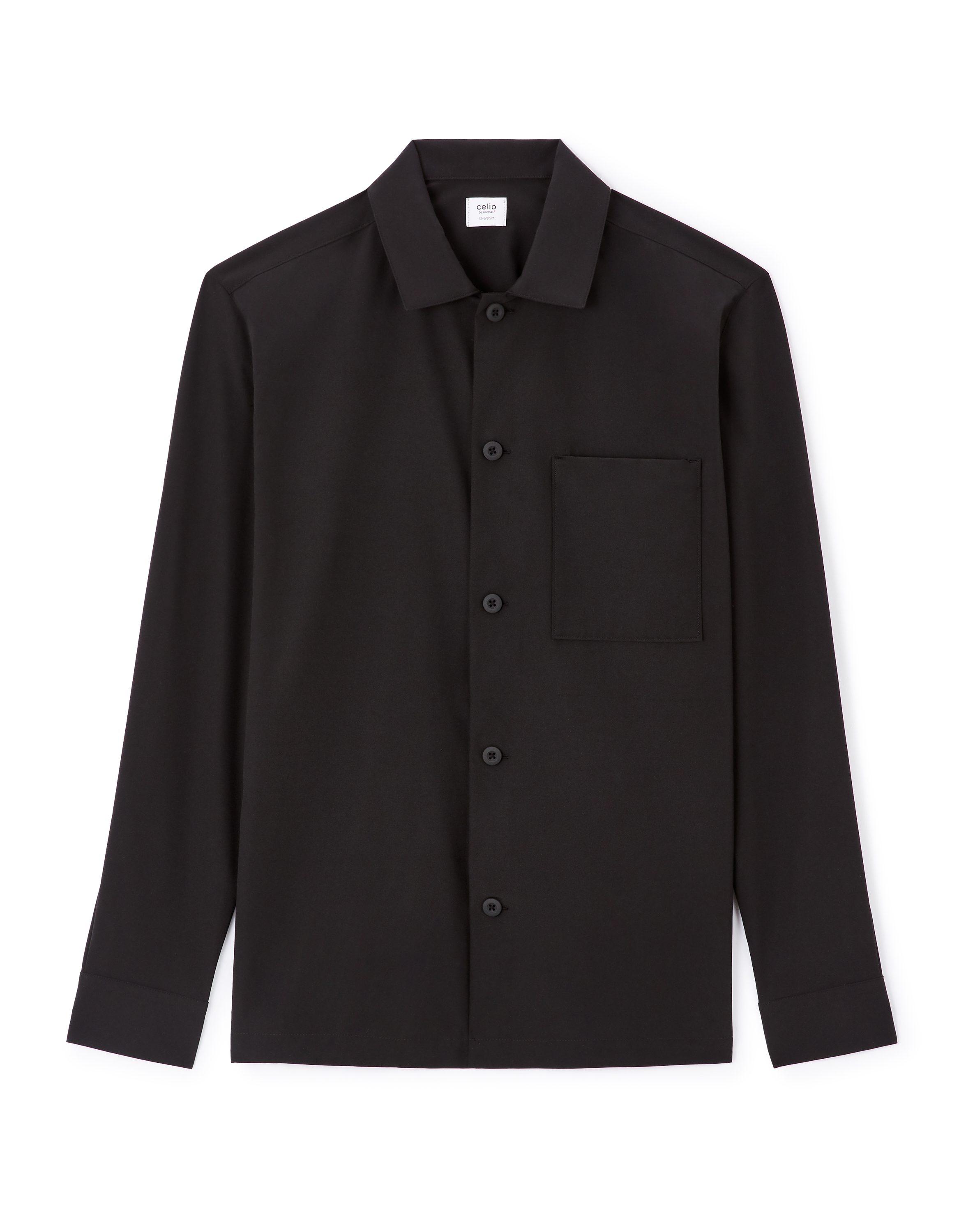 Surchemise technique uni 1 poche - noir