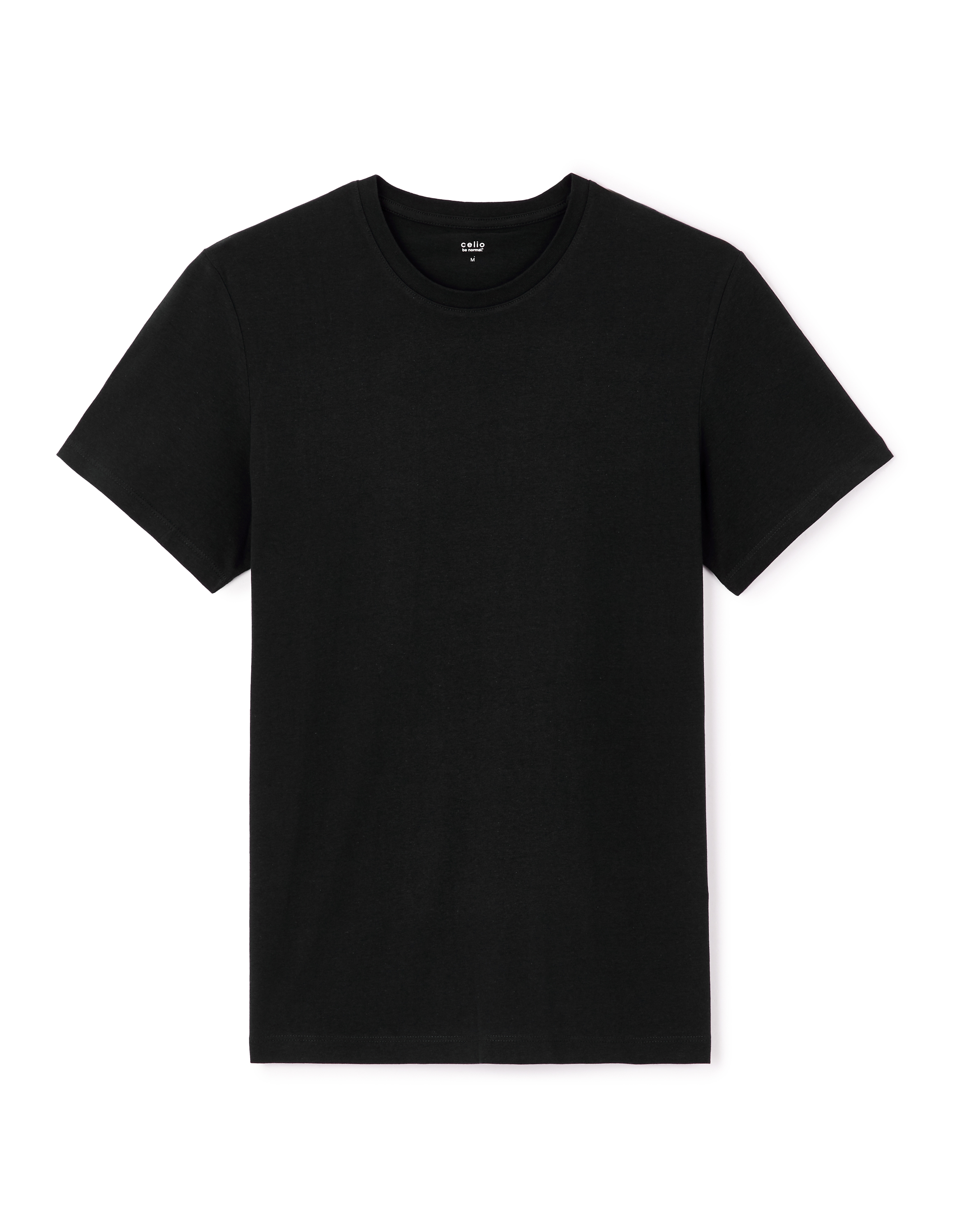 T-shirt straight col rond 100% coton + long - noir