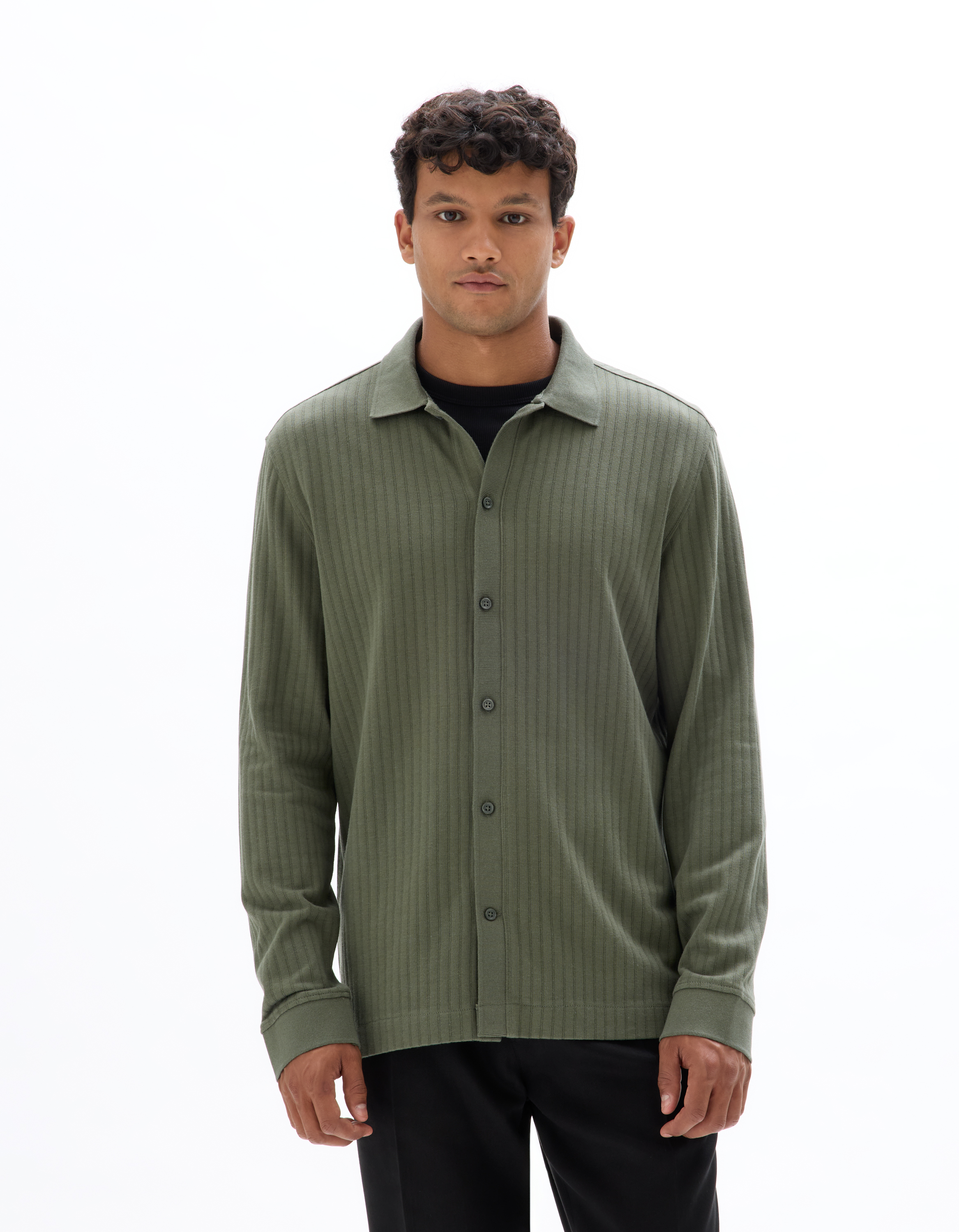 Chemise regular maille coton modal - kaki - camaieu - Modalova