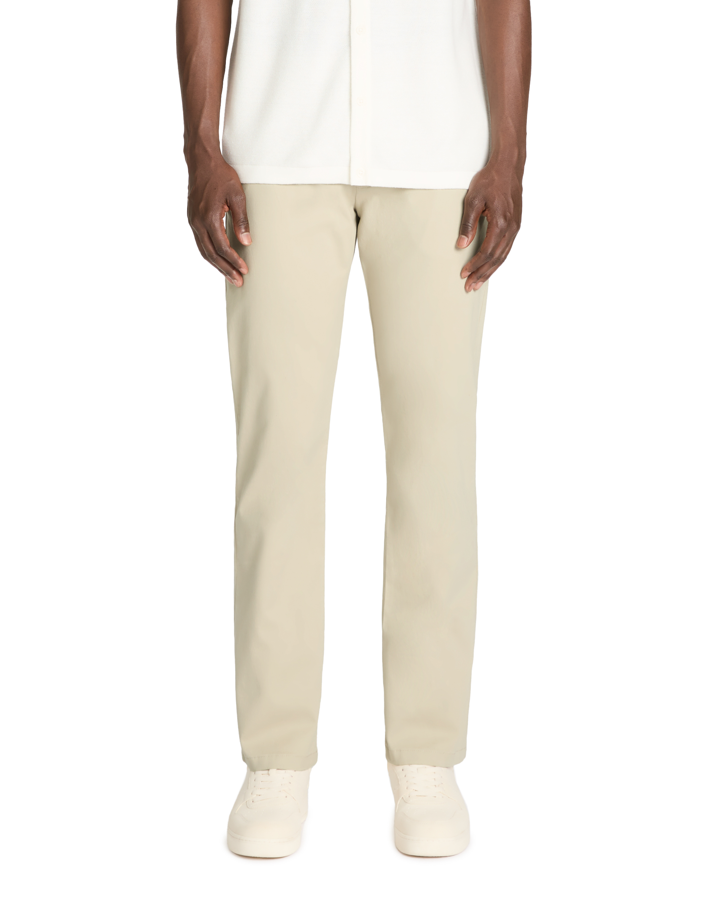 Pantalon straight en coton stretch - camaieu - Modalova