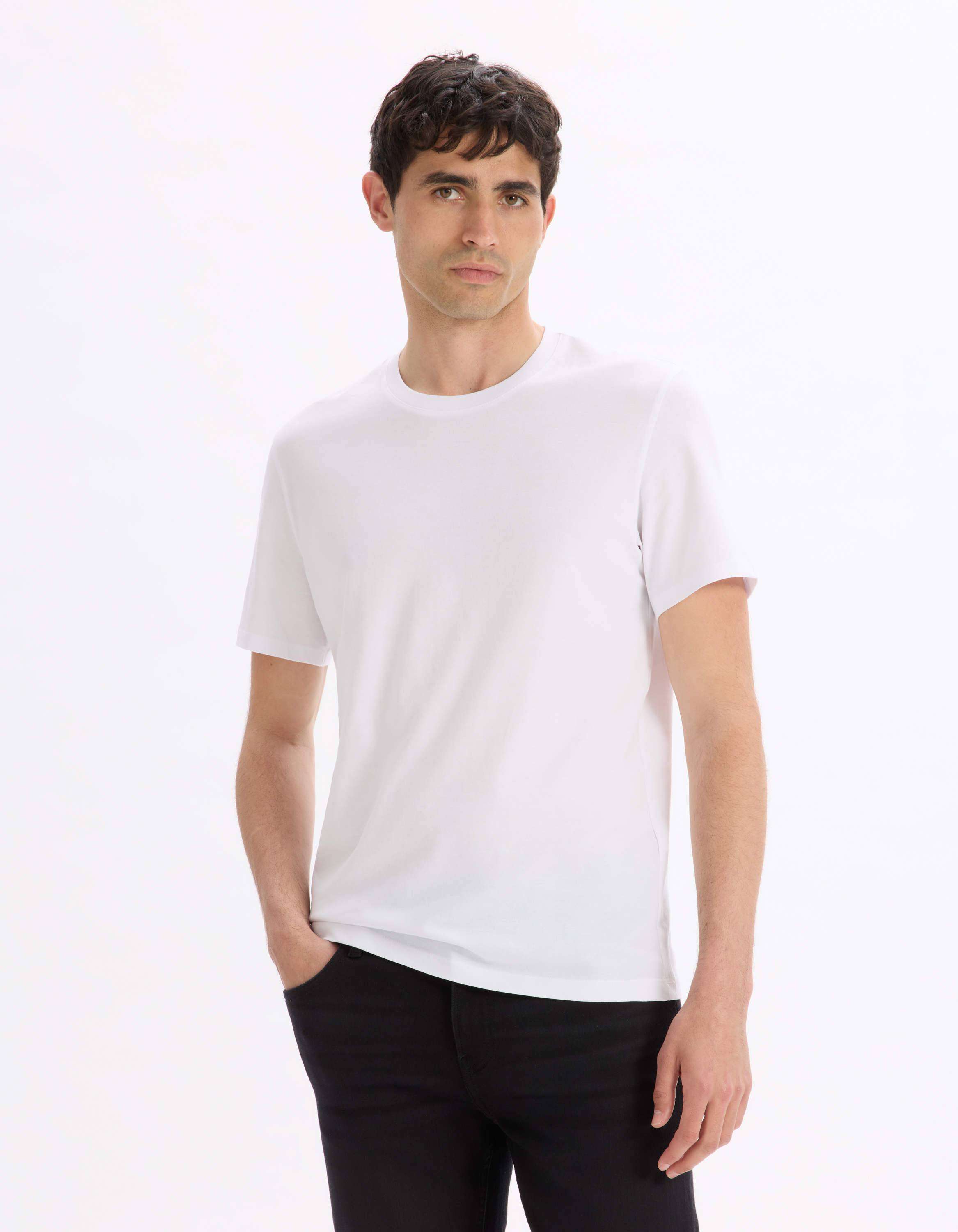 T-shirt regular col rond 100% coton - camaieu - Modalova