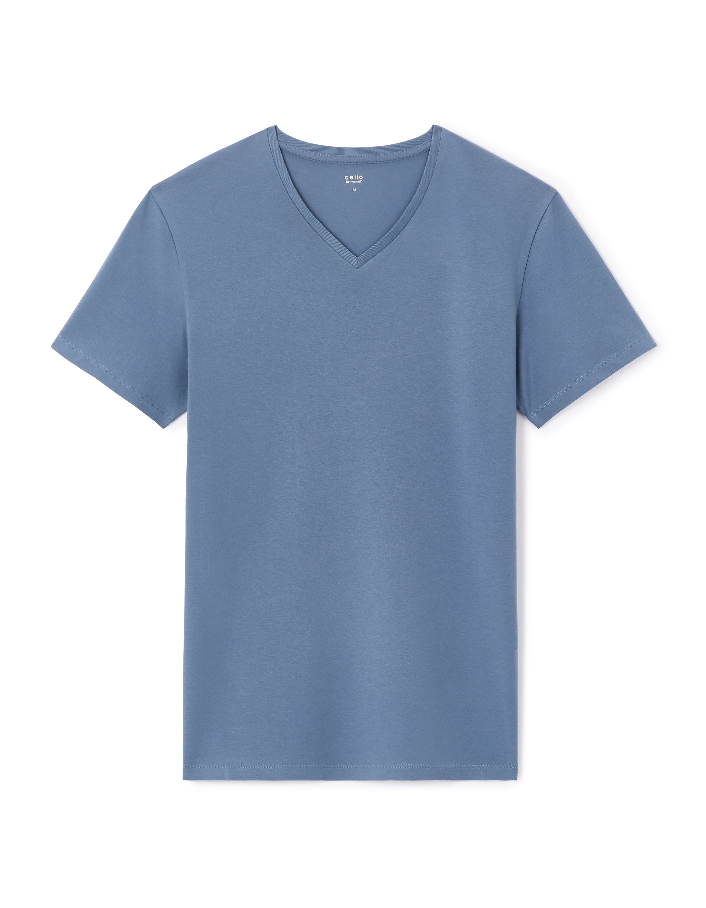 T-shirt slim col v en coton stretch - marine