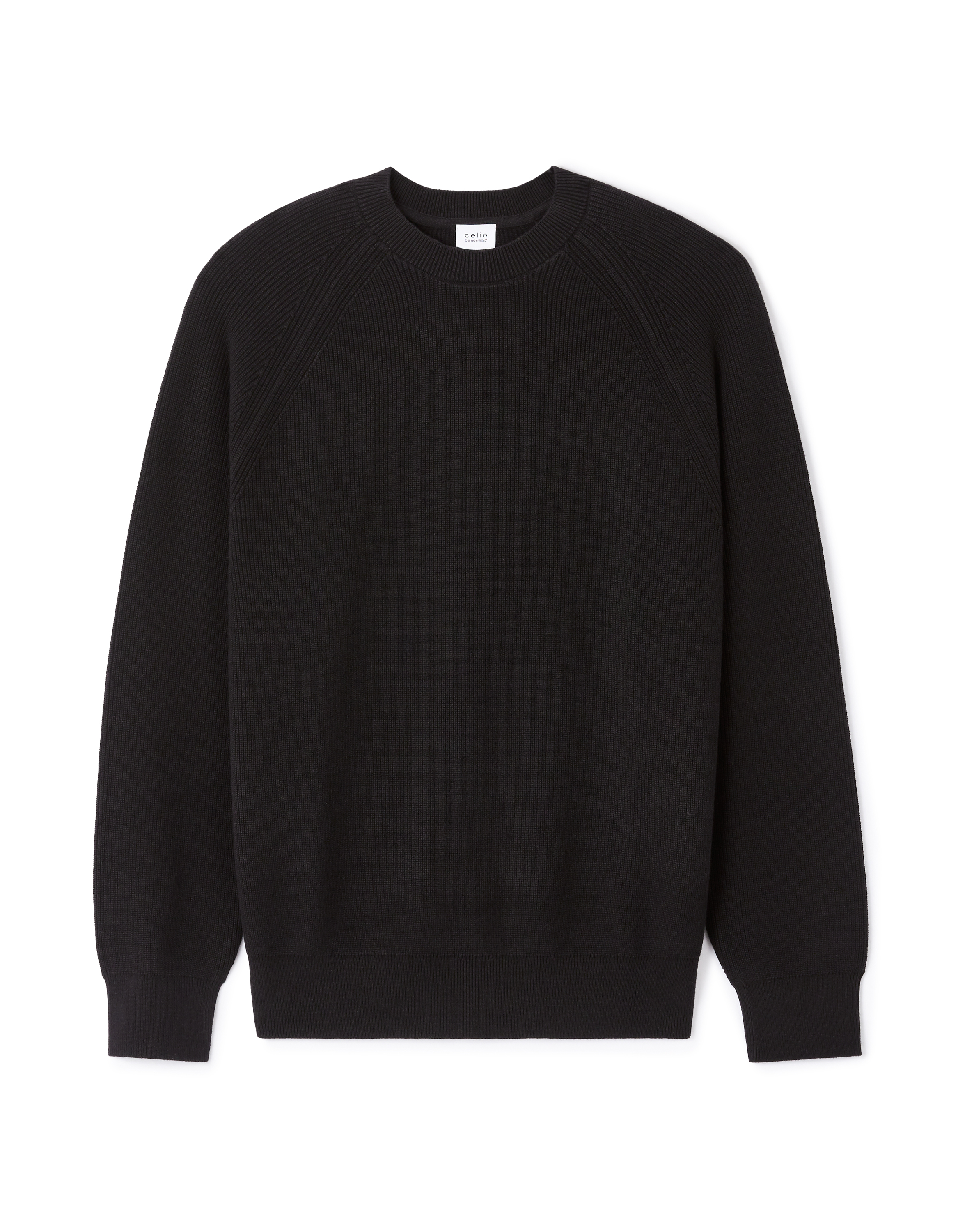 Pull regular col rond 100% coton - noir
