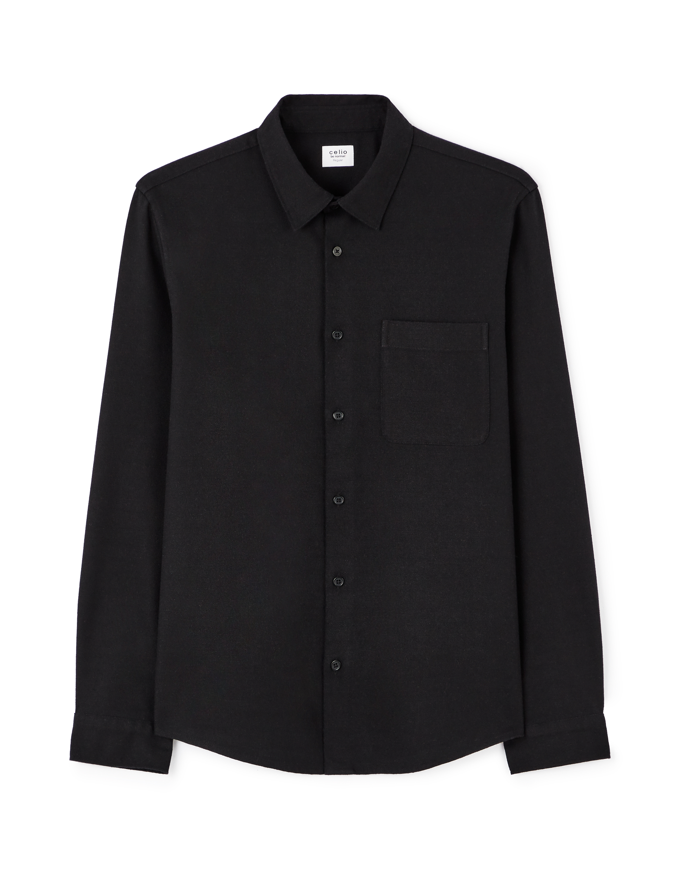 Chemise regular casual en coton mélangé - noir
