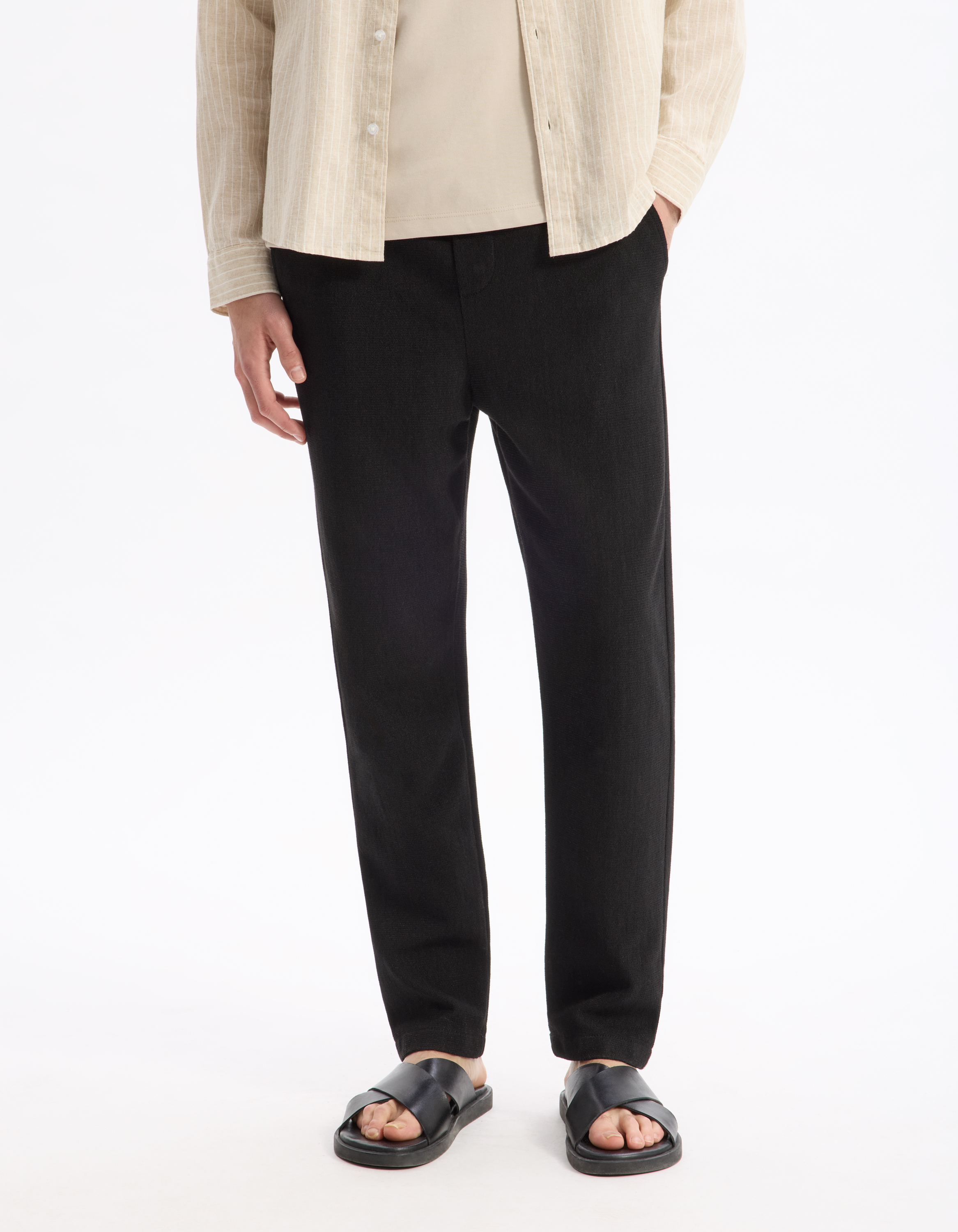 Pantalon loose coton mélangé - camaieu - Modalova