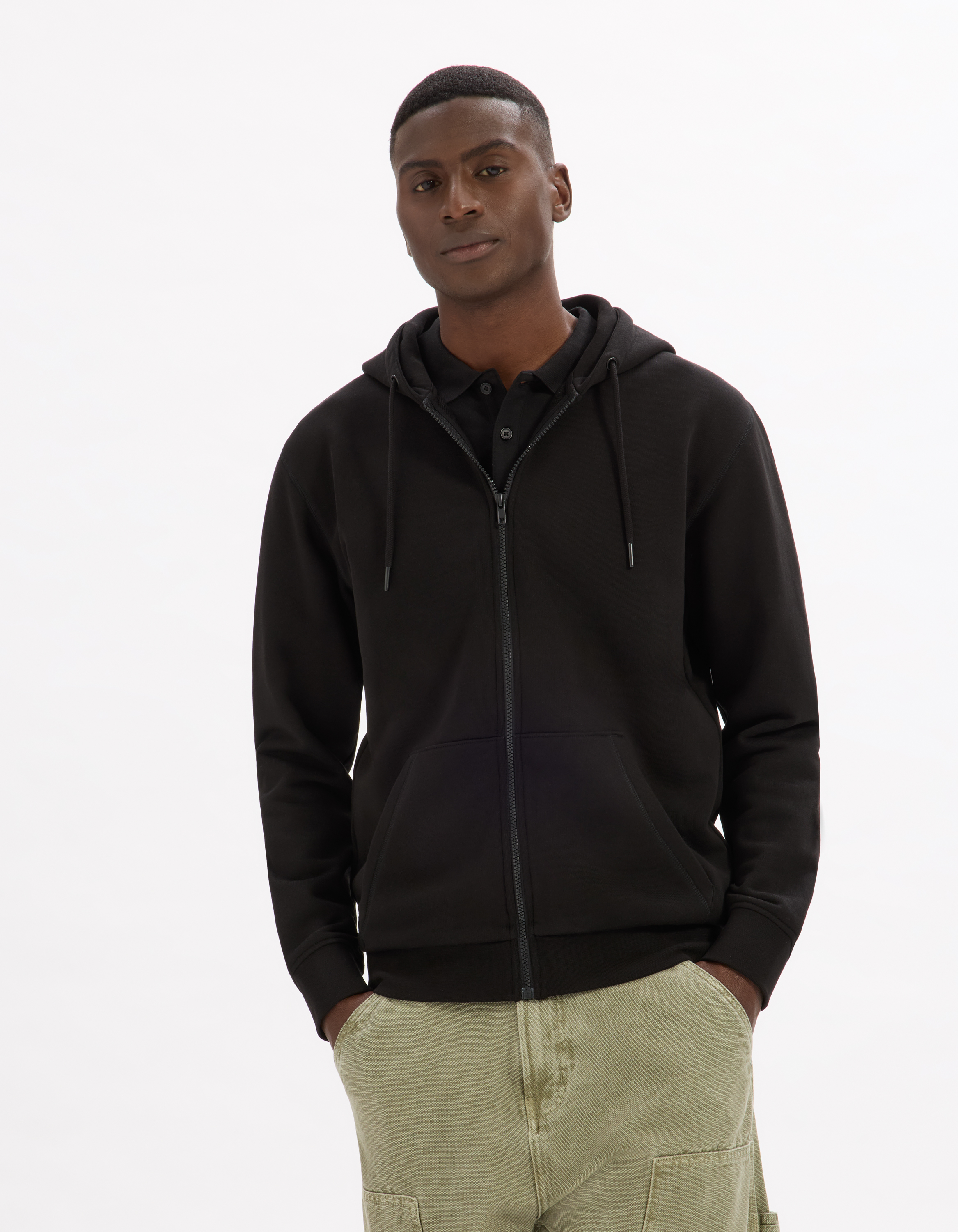 Sweat zippé à capuche en coton - camaieu - Modalova