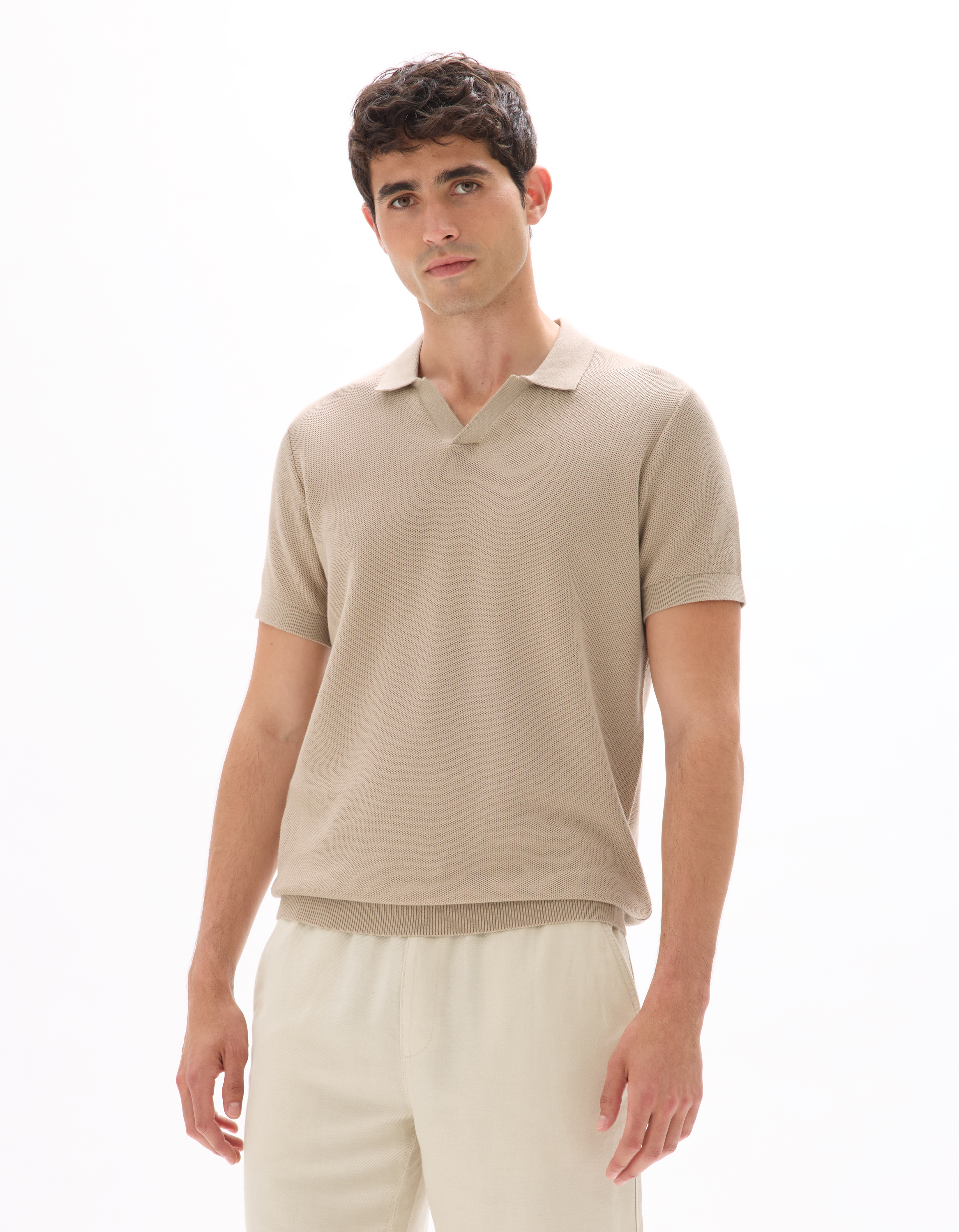 Polo piqué regular 100% Coton tricot - beige - camaieu - Modalova