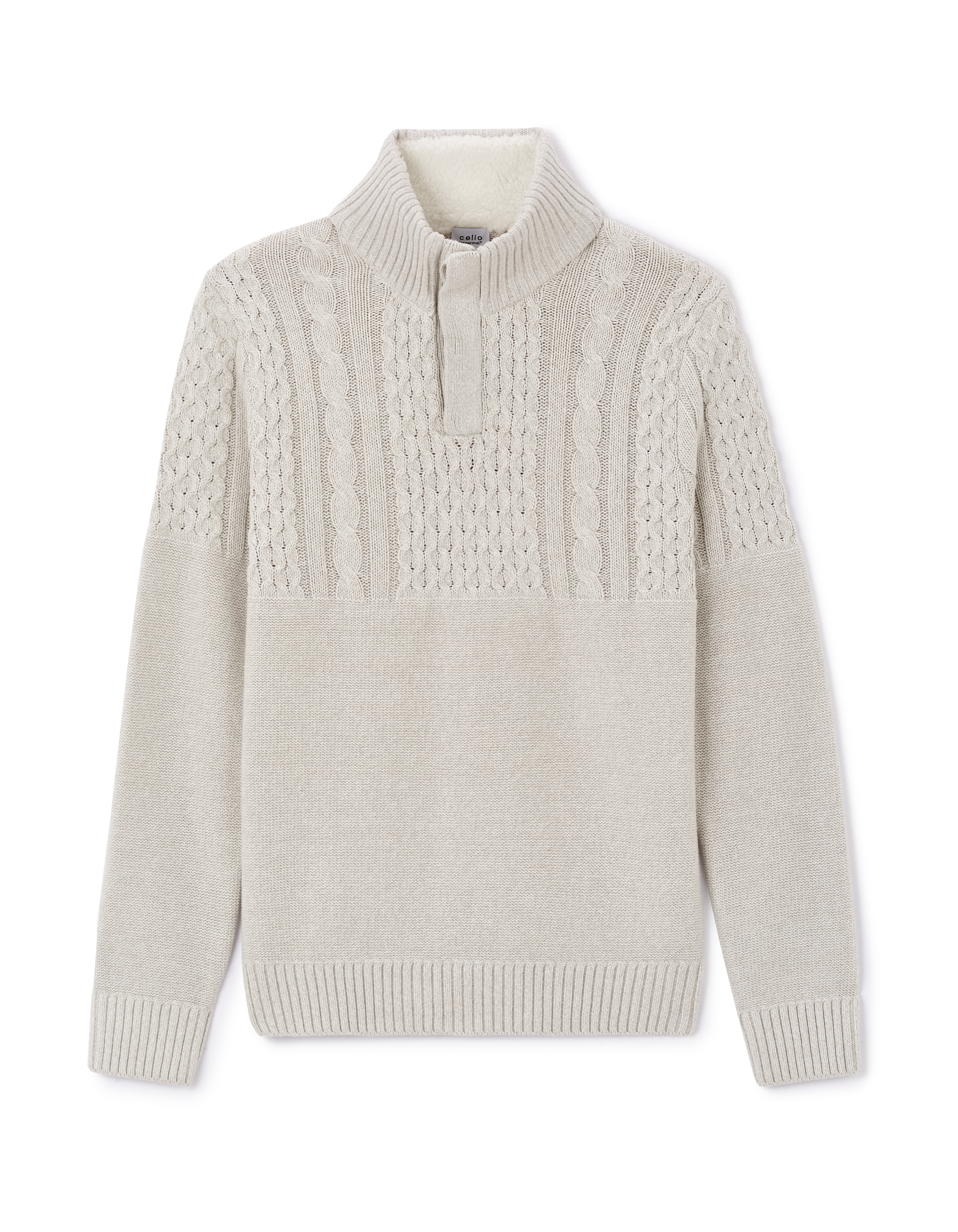 Pull col montant regular coton mélangé - blanc