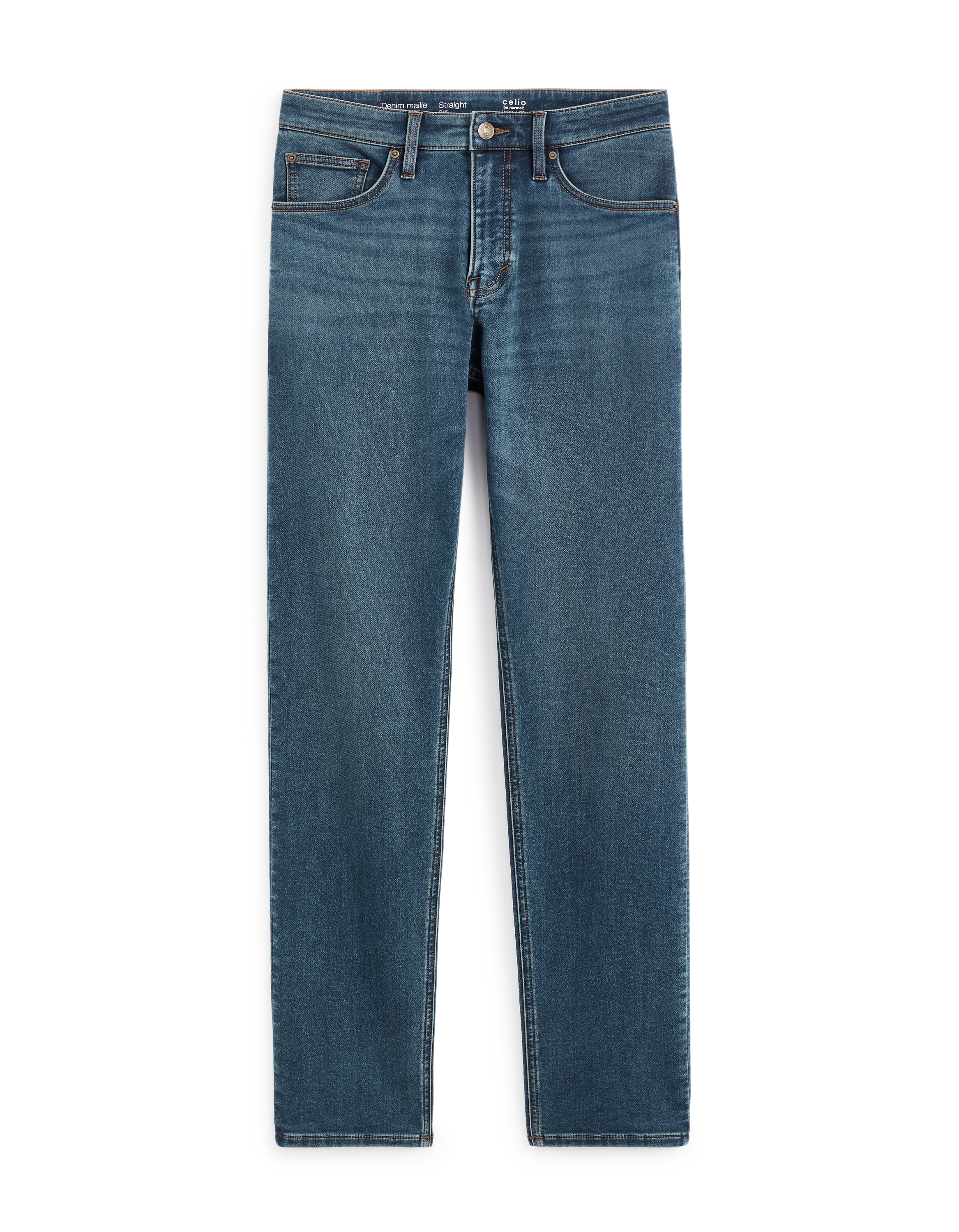 Jean C.15 straight stretch maille 3 longueur - bleu