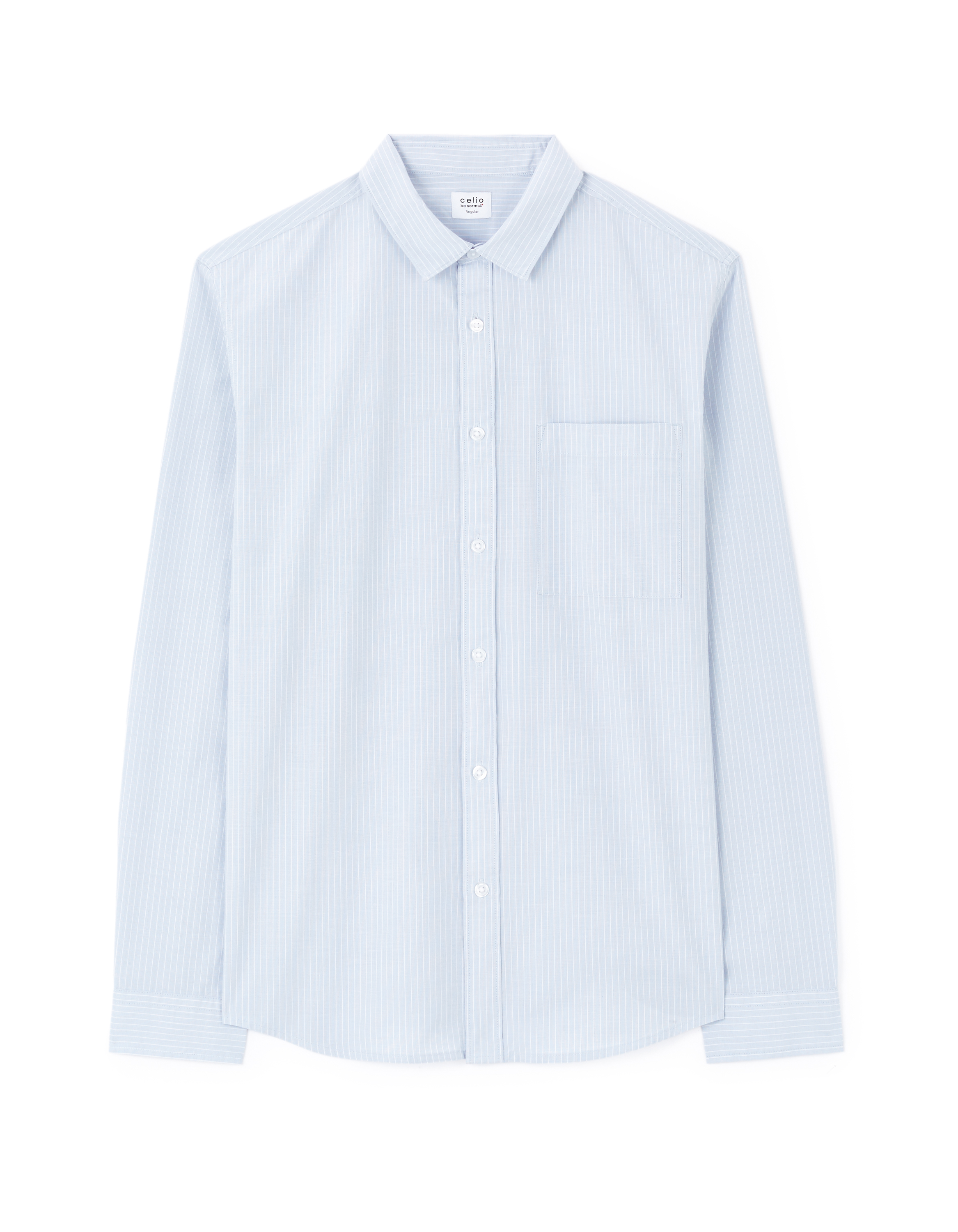Chemise regular rayée 100% coton - bleu