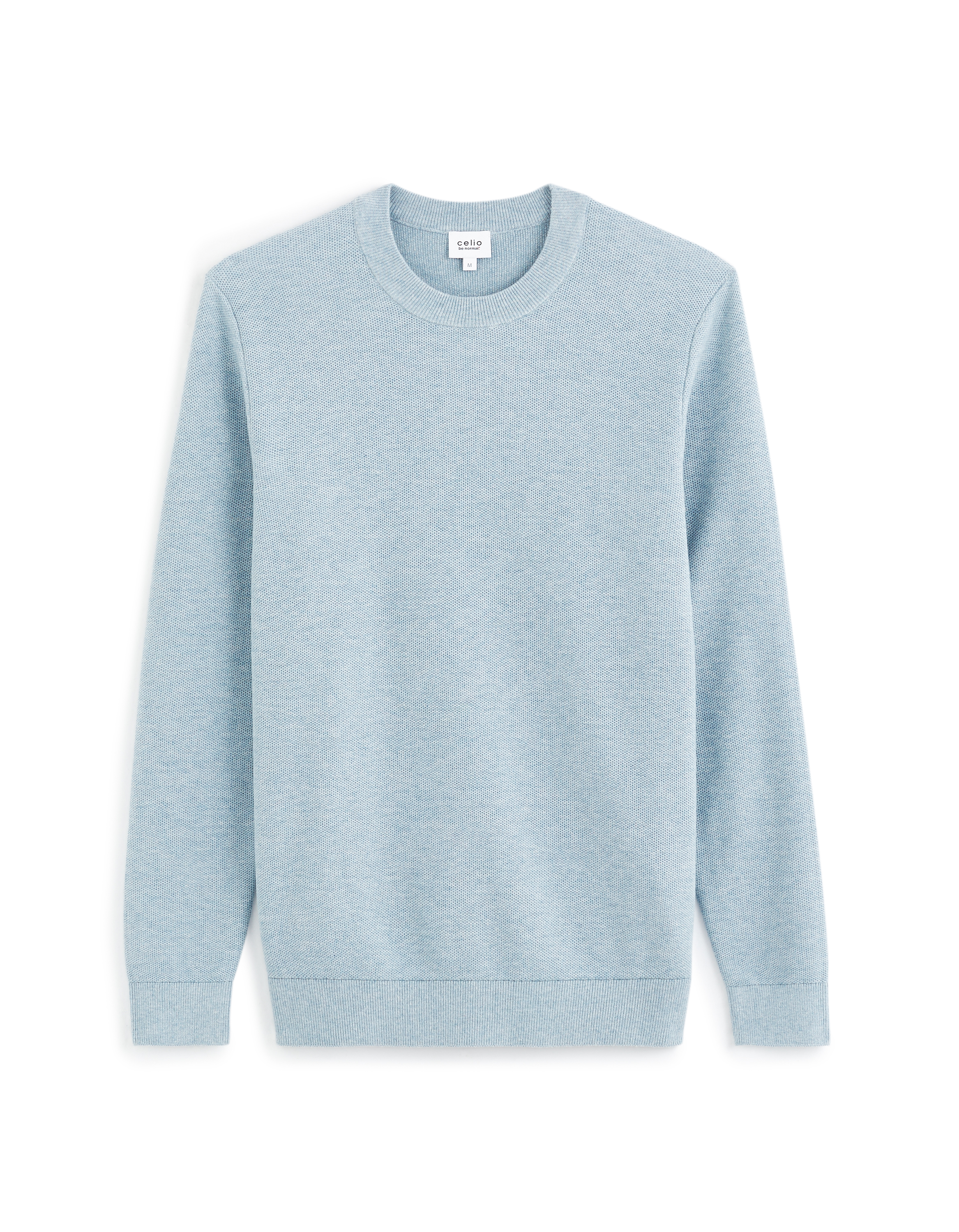 Pull à col rond en coton - bleu