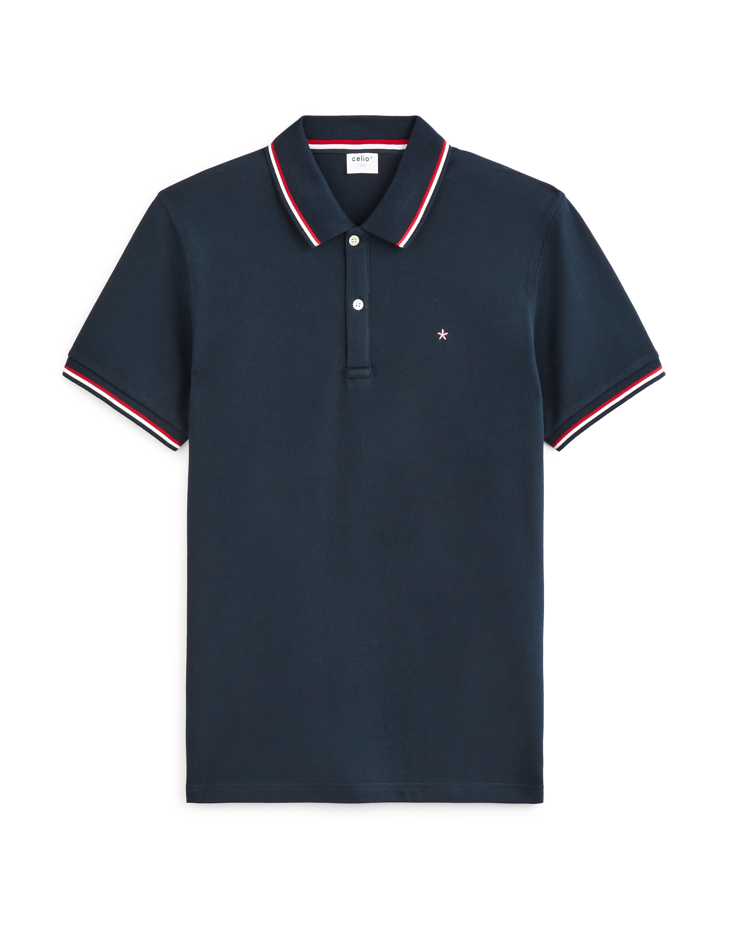 Polo piqué slim en coton stretch - marine