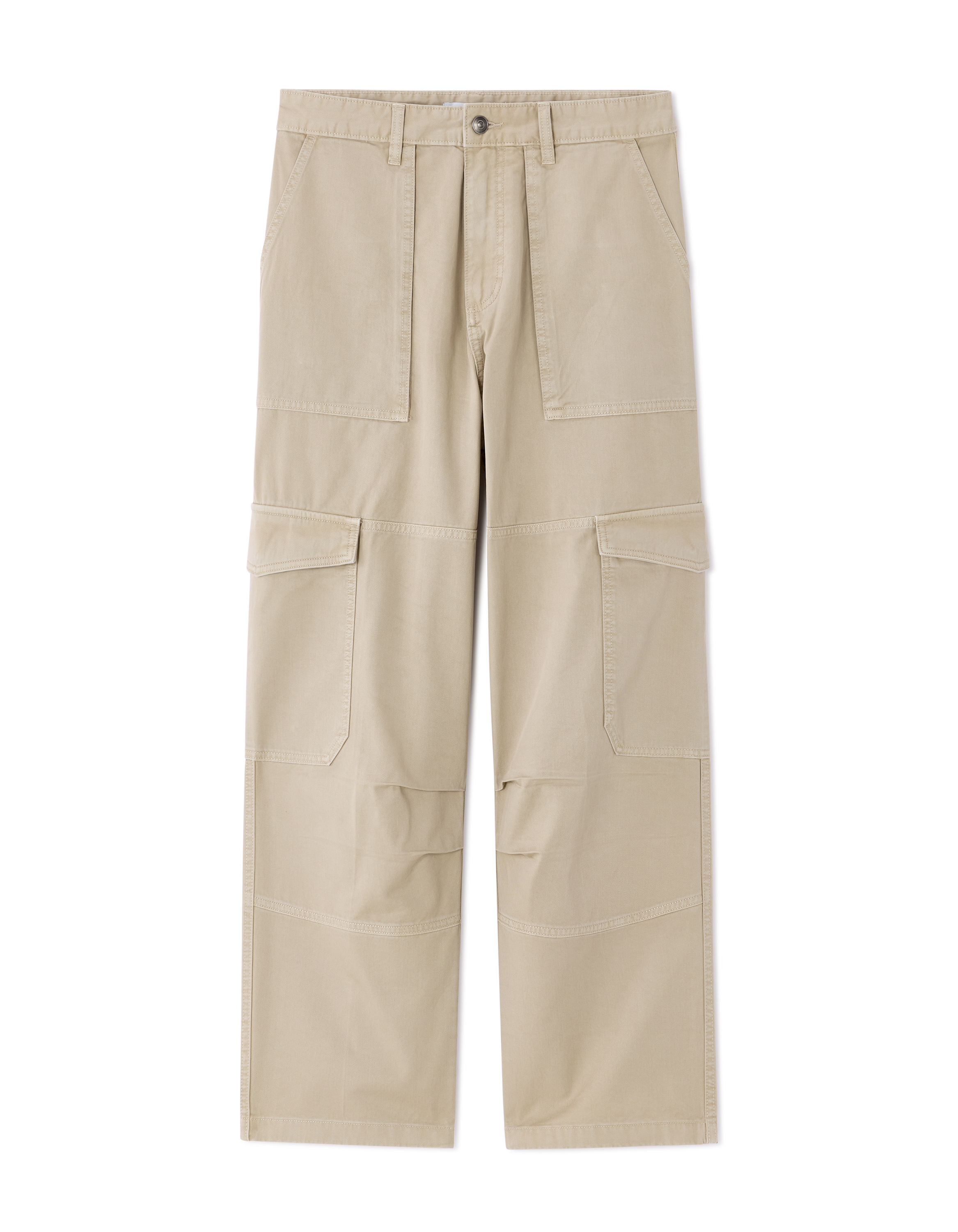 Pantalon cargo baggy 100% coton - beige clair
