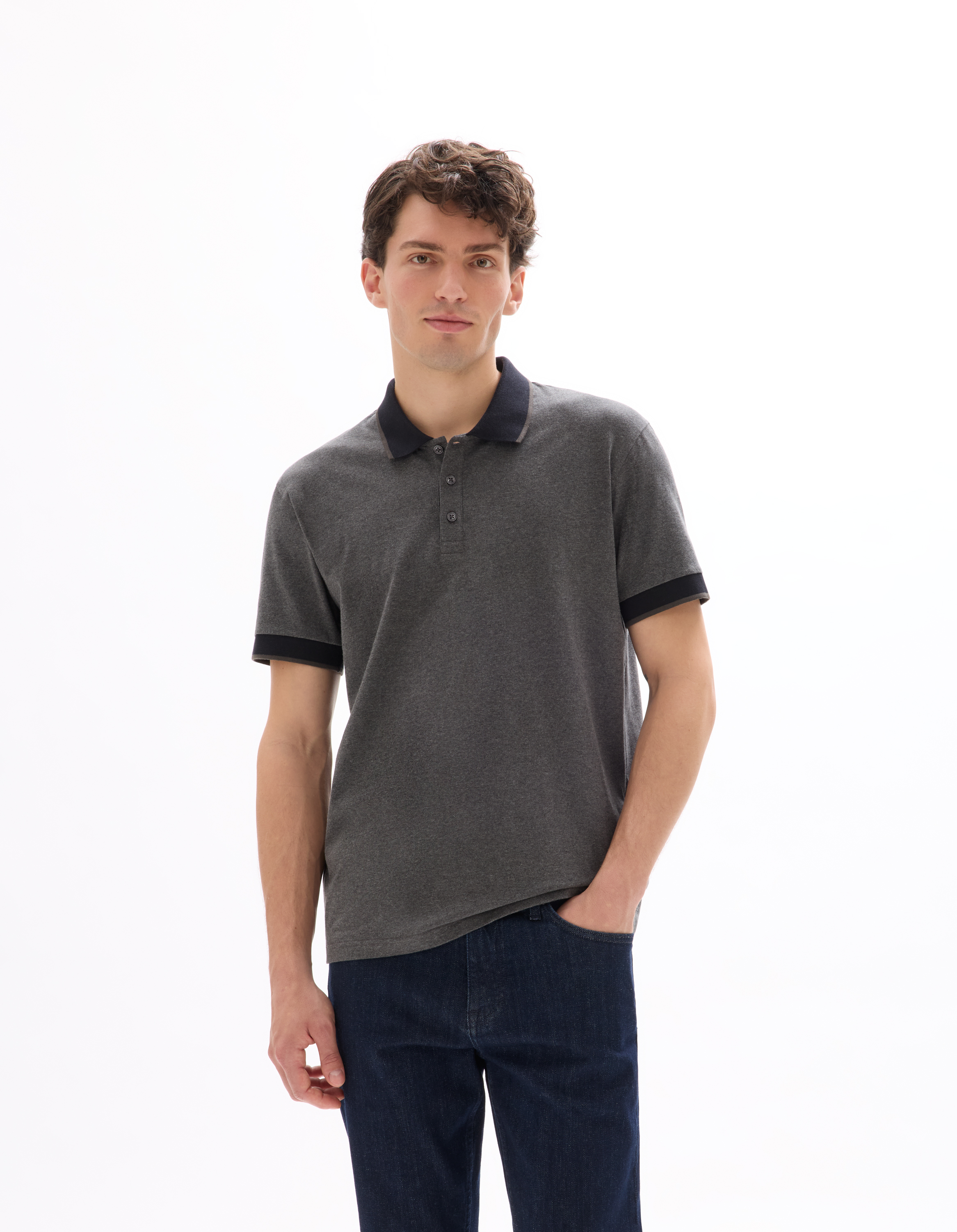 Polo regular jersey en coton stretch - camaieu - Modalova