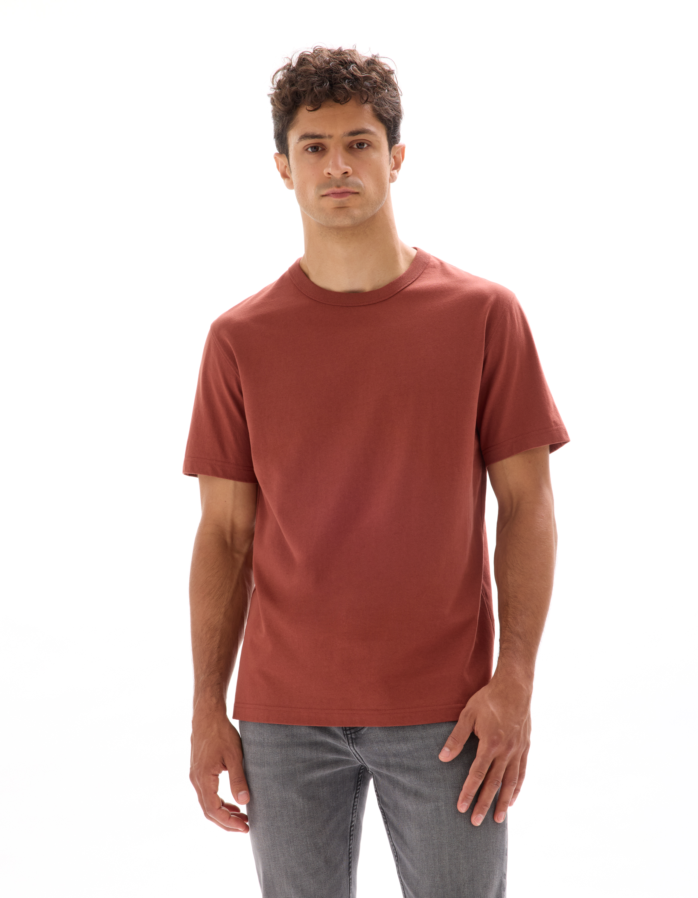 T-shirt boxy col rond 100% coton - rouge - camaieu - Modalova