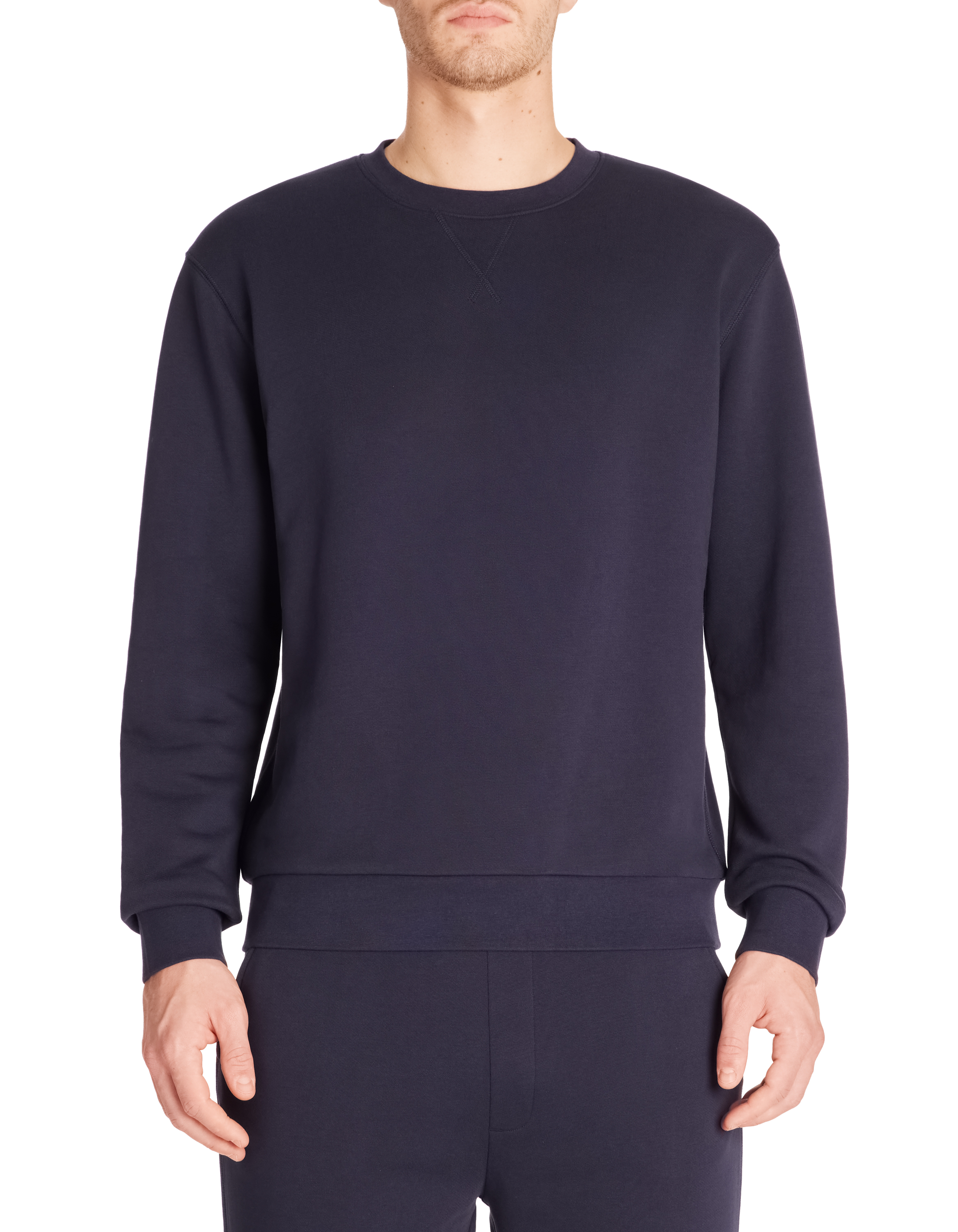 Sweat regular col rond 100% coton - marine - camaieu - Modalova