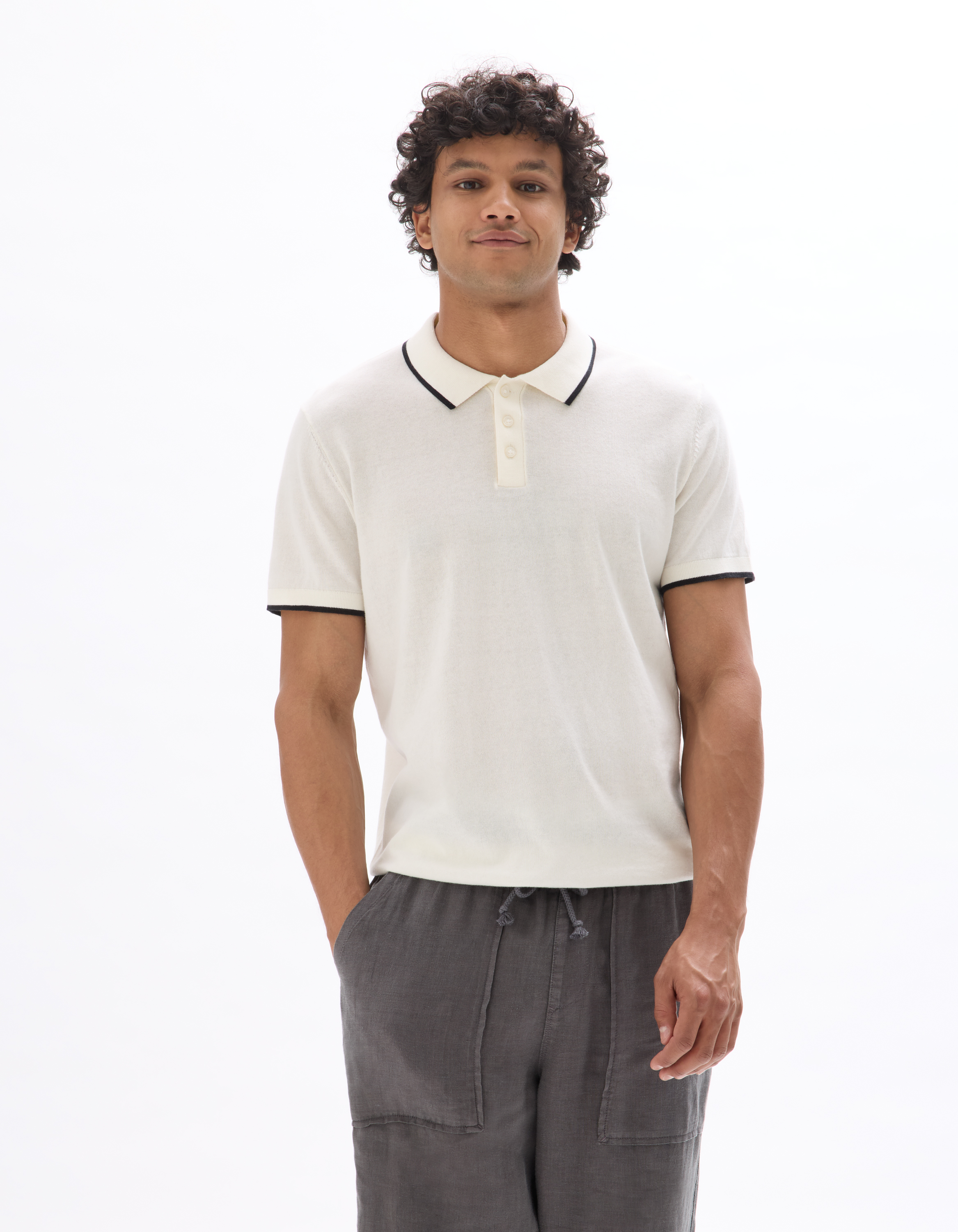 Polo regular en jersey fantaisie - beige - camaieu - Modalova